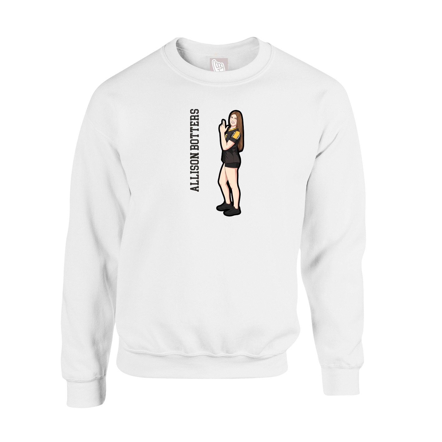 Fleece Crew — Name Vertical in White