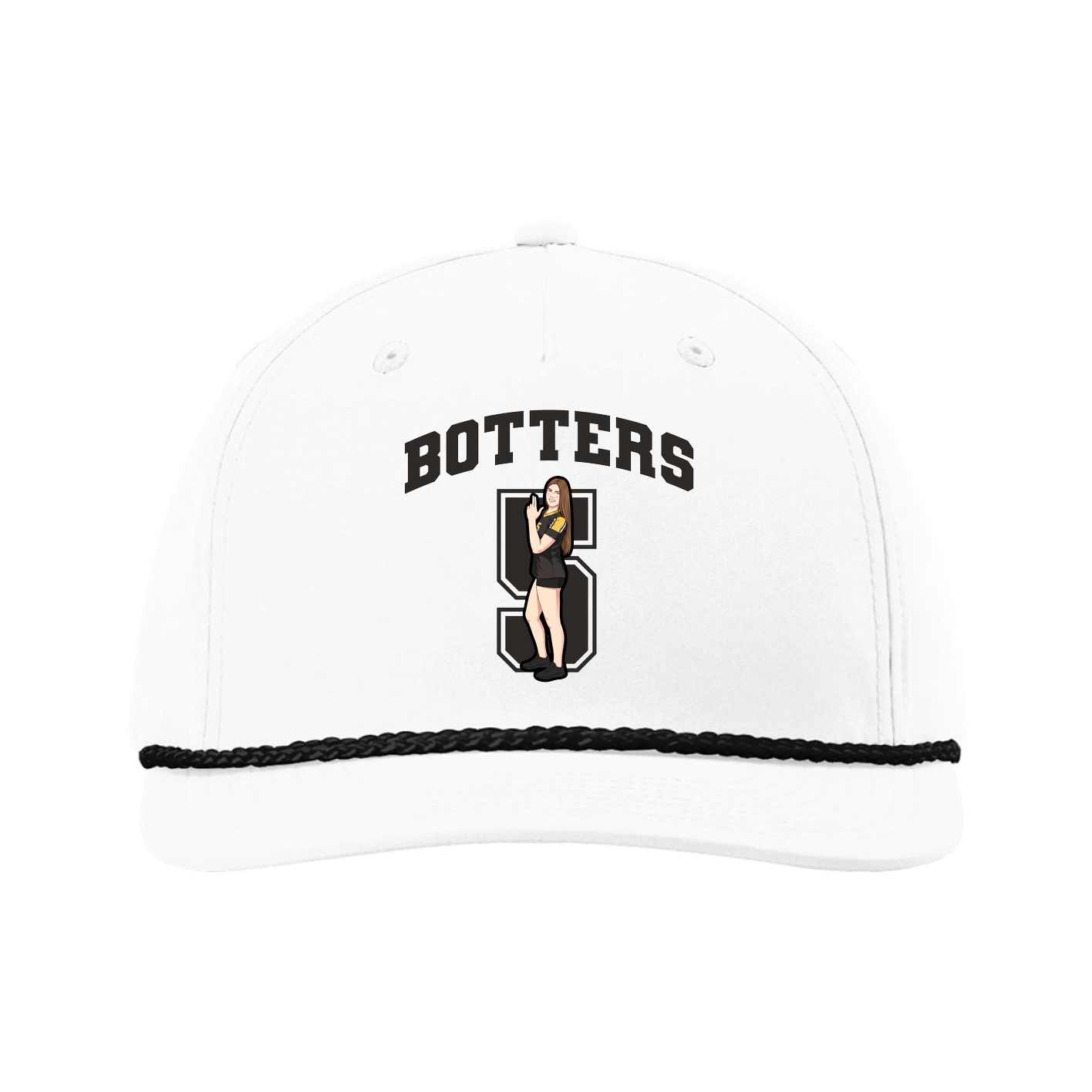 Five-Panel Classic Rope Cap — Number in White
