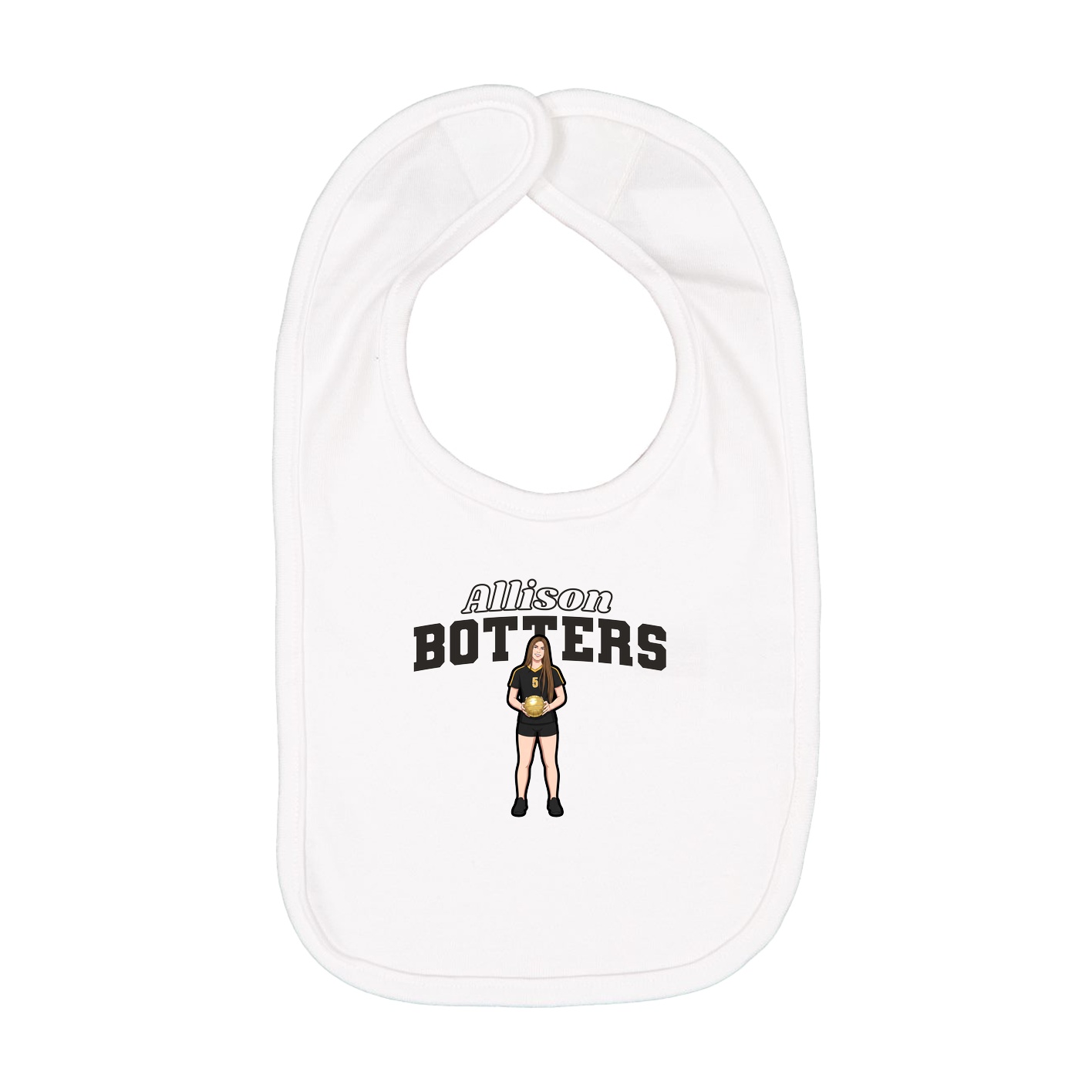 Infant Bib — Name Arch in White