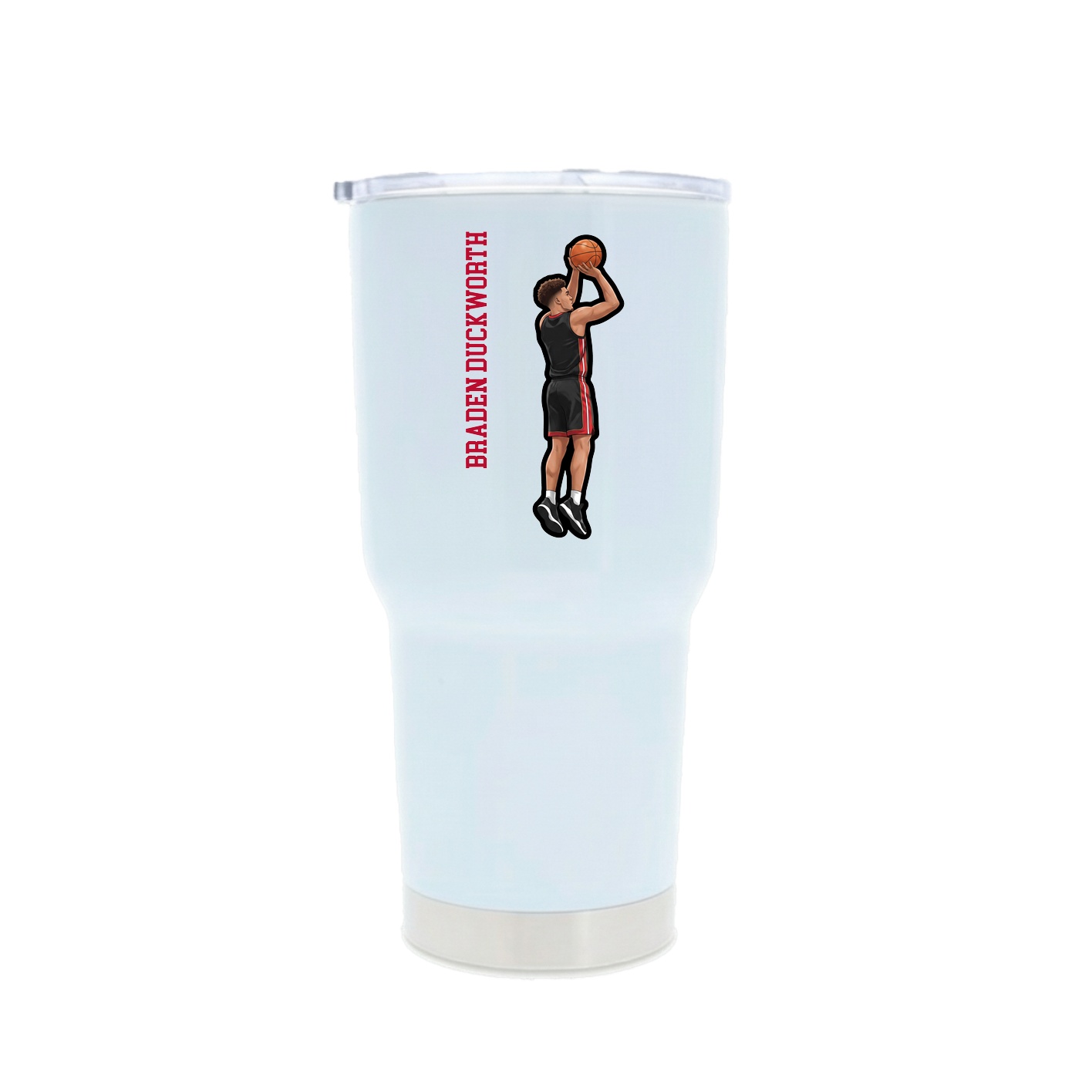 30oz Stainless Steel Tumbler — Name Vertical in White