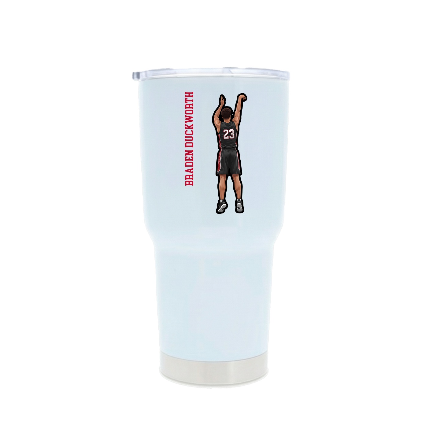30oz Stainless Steel Tumbler — Name Vertical in White