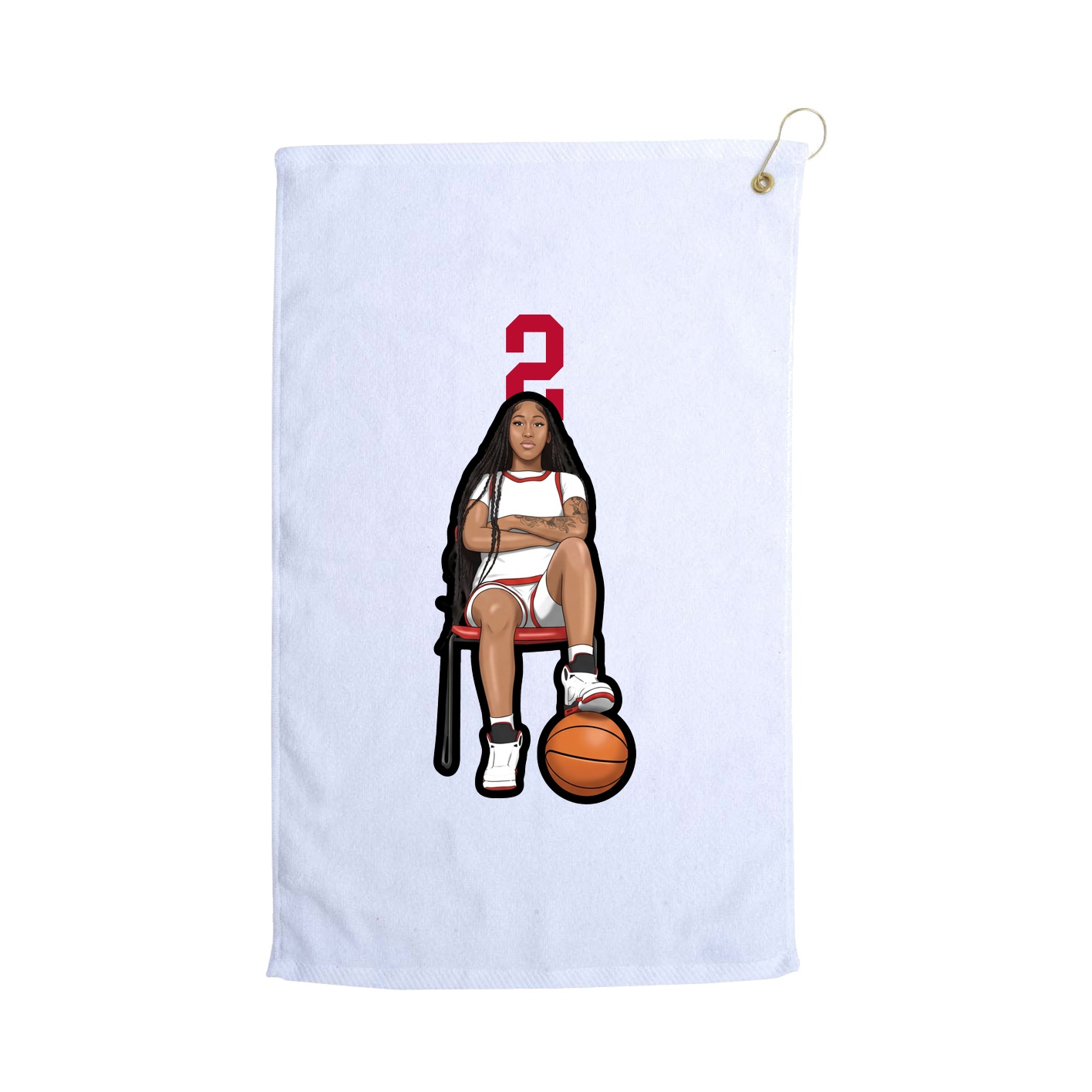 Golf Towel — Number Top in White