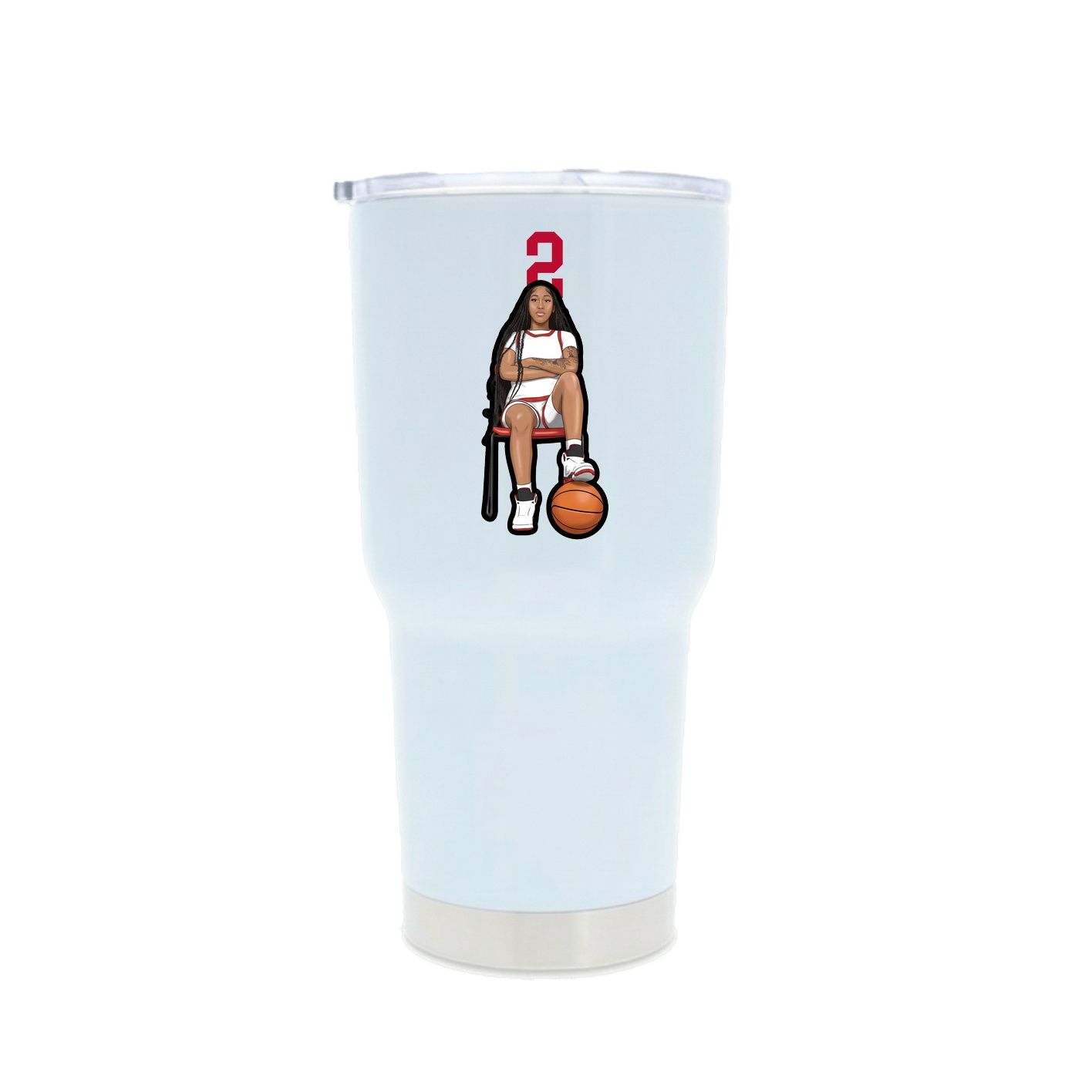 30oz Stainless Steel Tumbler — Number Top in White