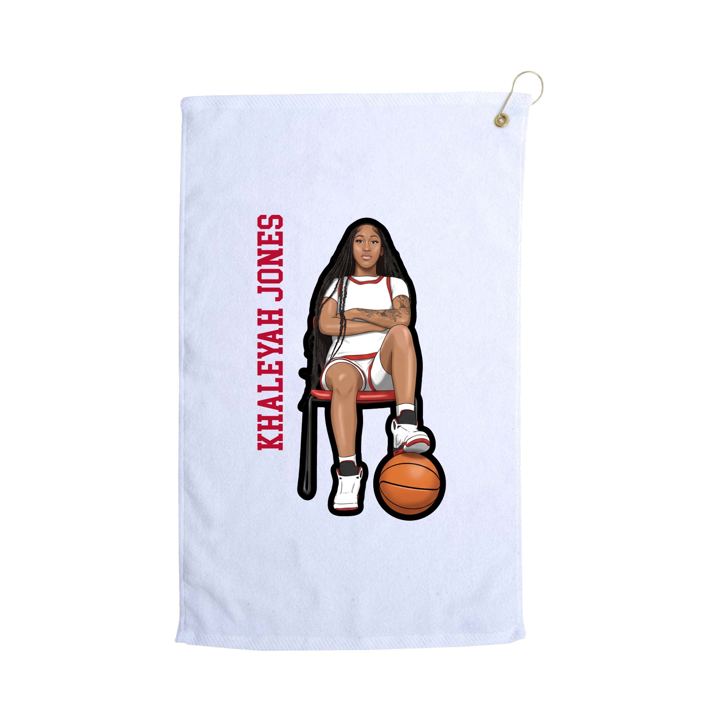 Golf Towel — Name Vertical in White