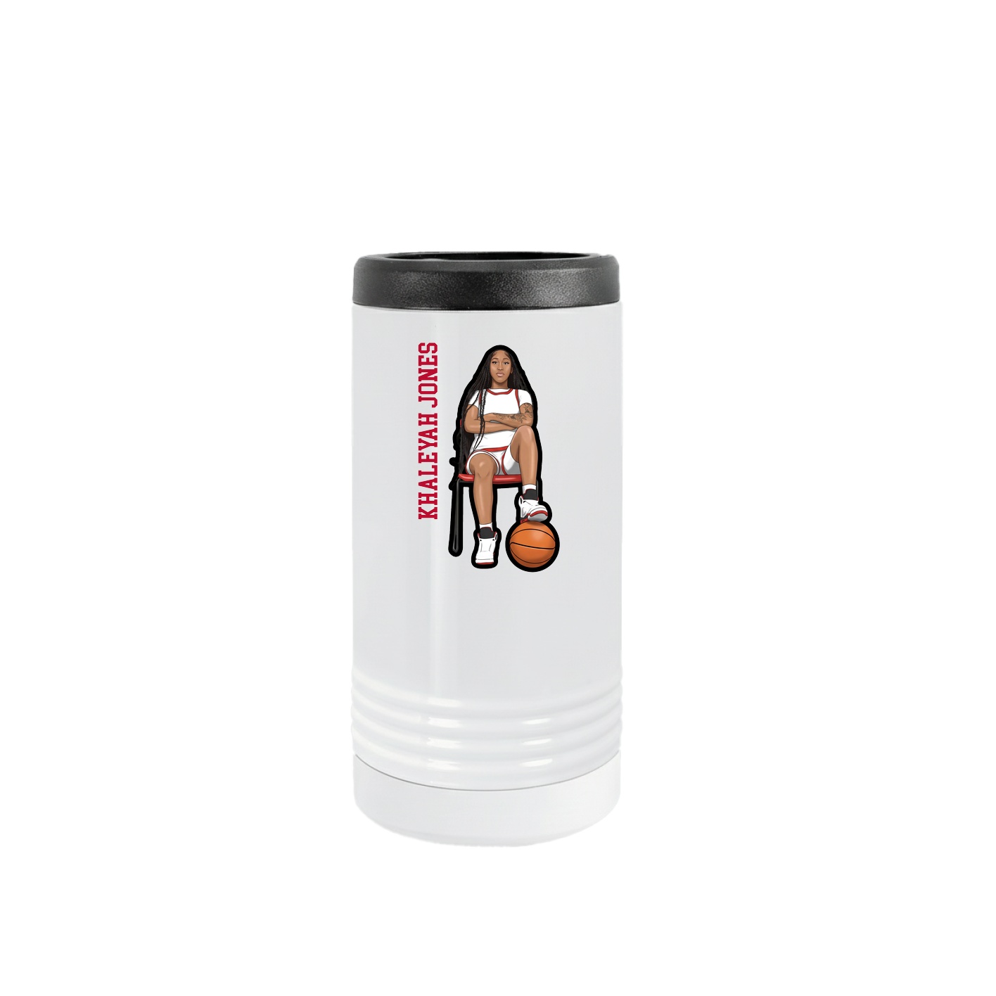 Slim Beverage Holder — Name Vertical in White