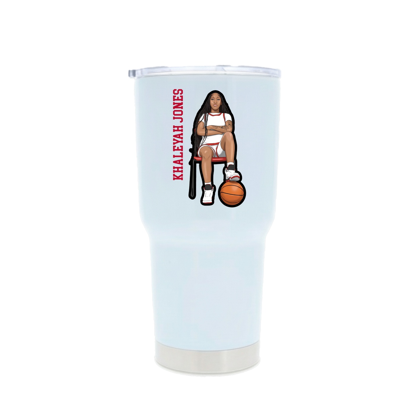 30oz Stainless Steel Tumbler — Name Vertical in White