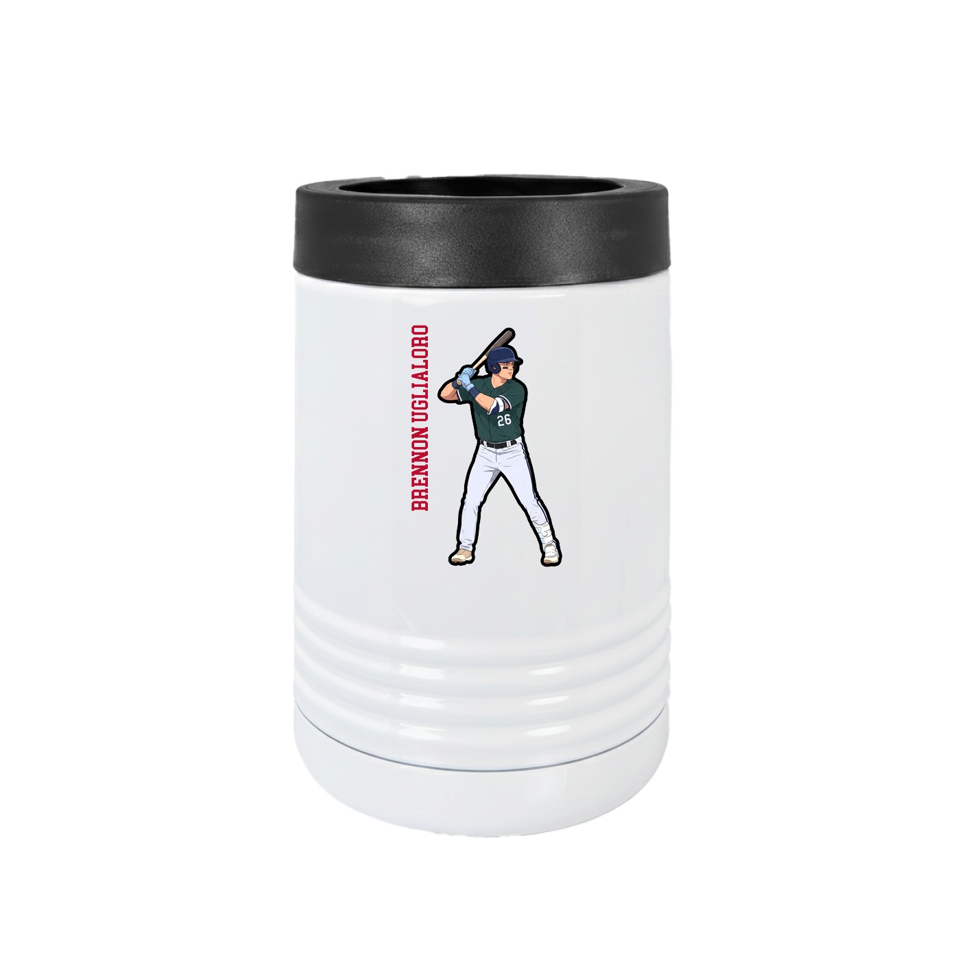 Beverage Holder — Name Vertical in White
