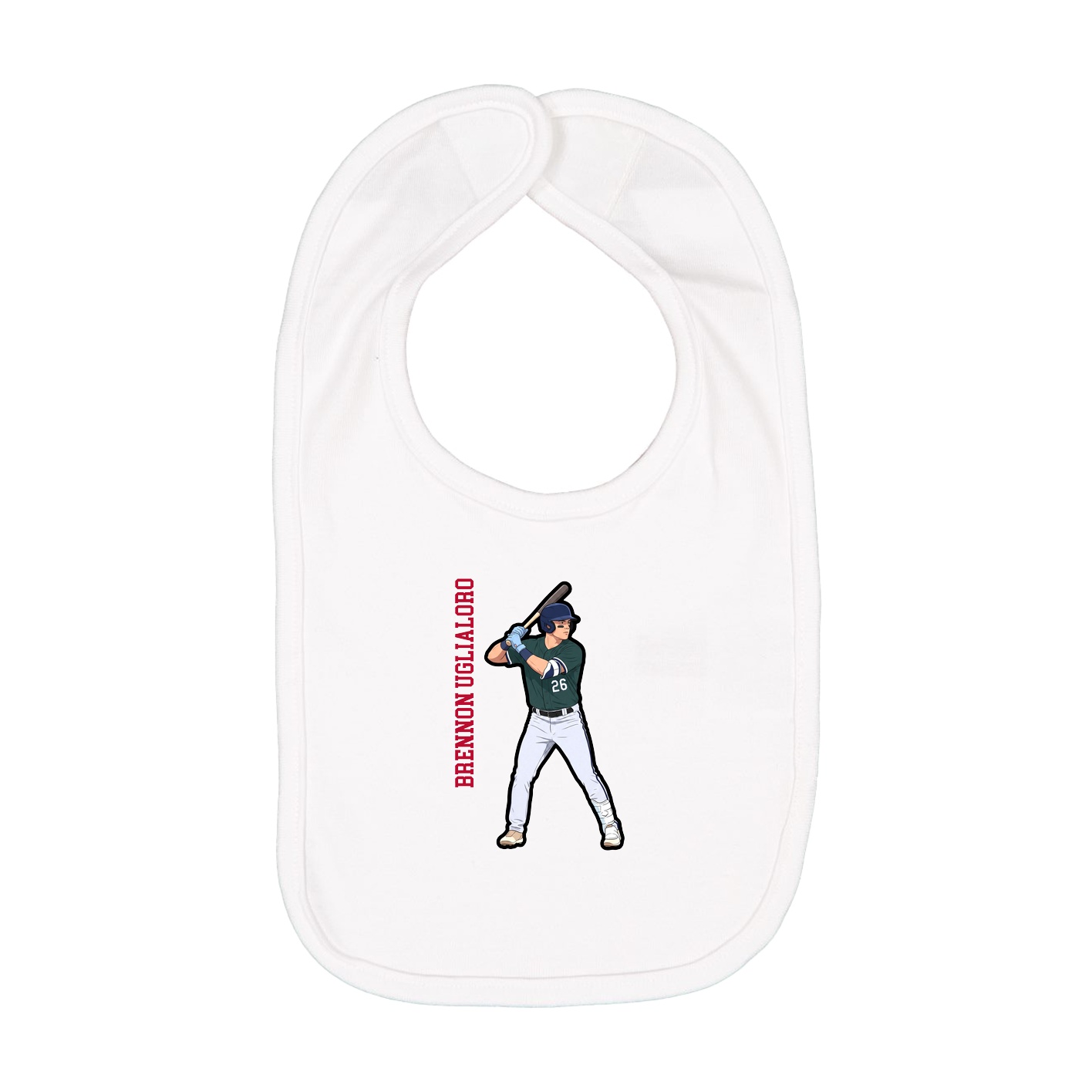 Infant Bib — Name Vertical in White