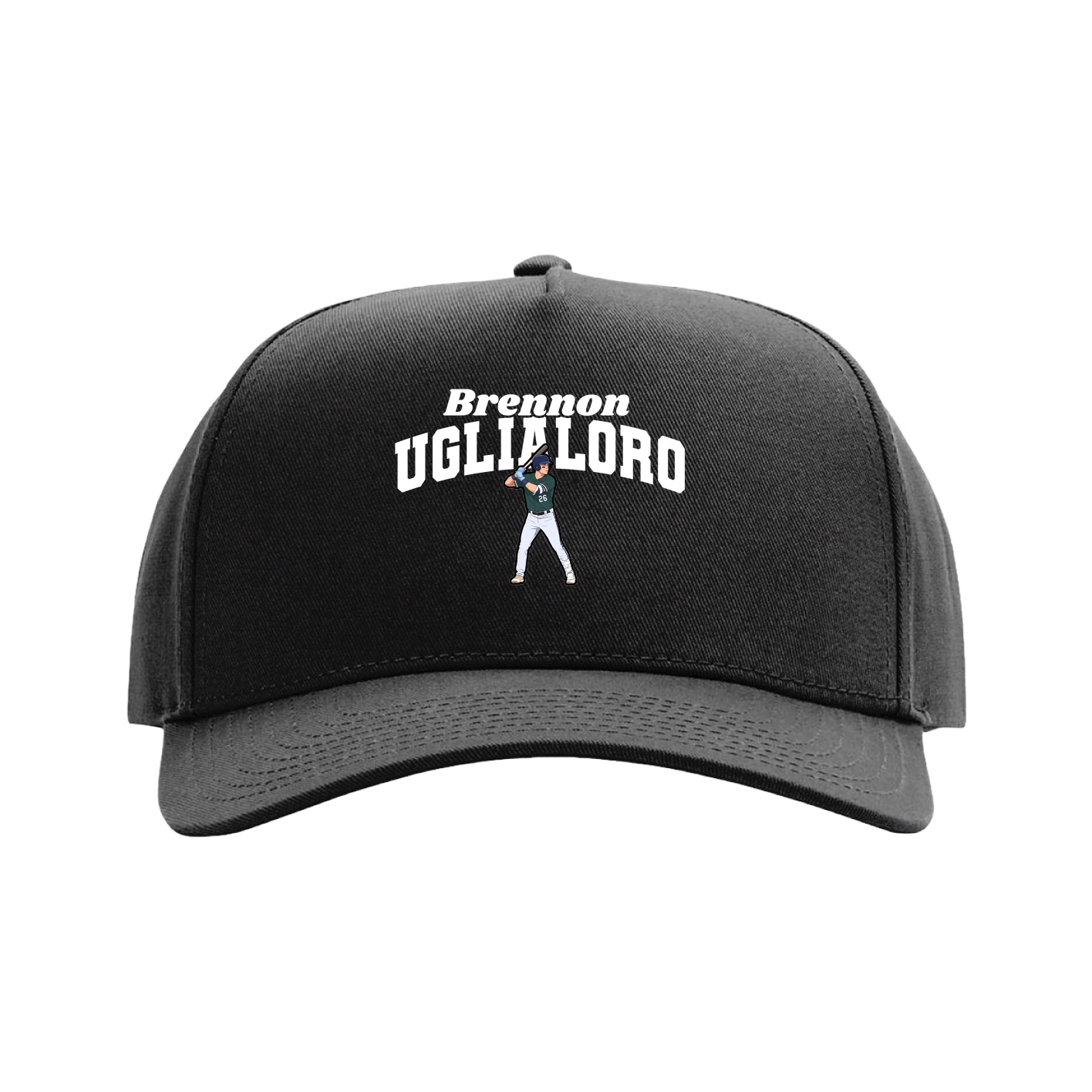 Full Fabric Five-Panel Champ Cap — Signature Arch in Black
