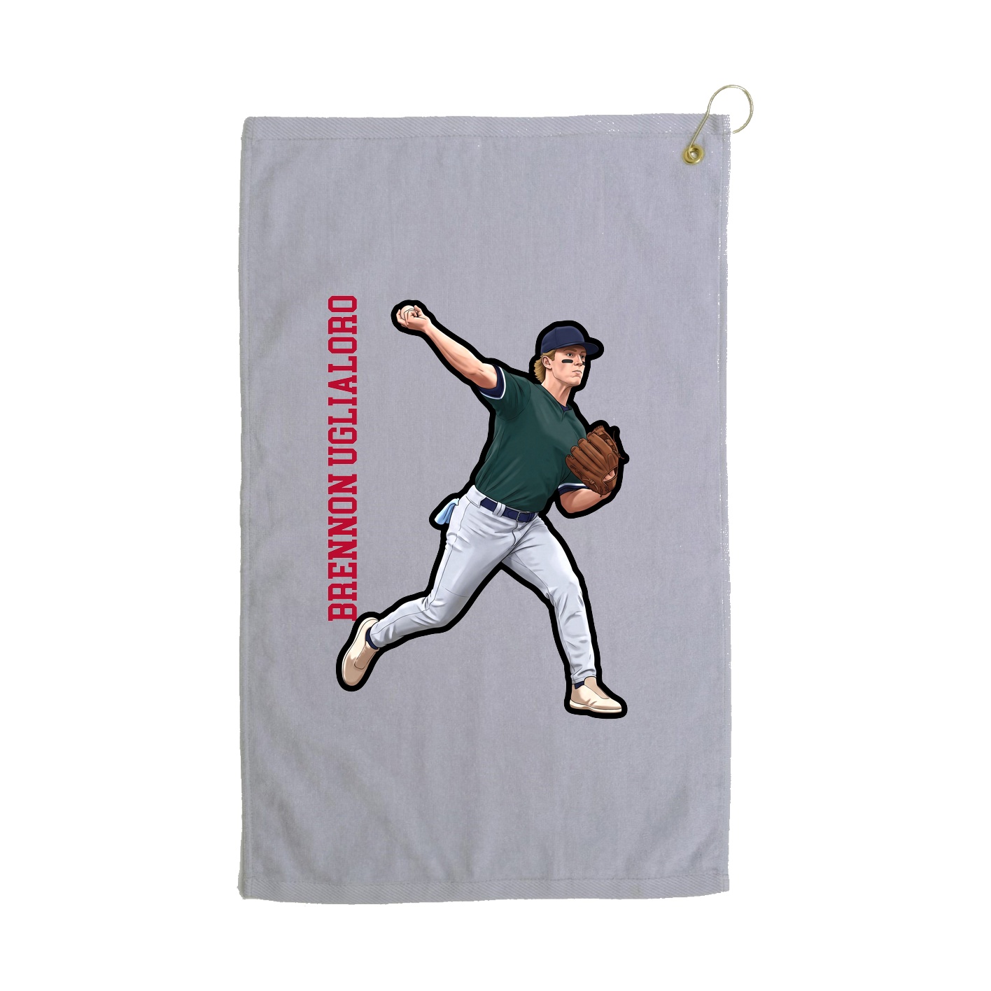 Golf Towel — Name Vertical in Grey