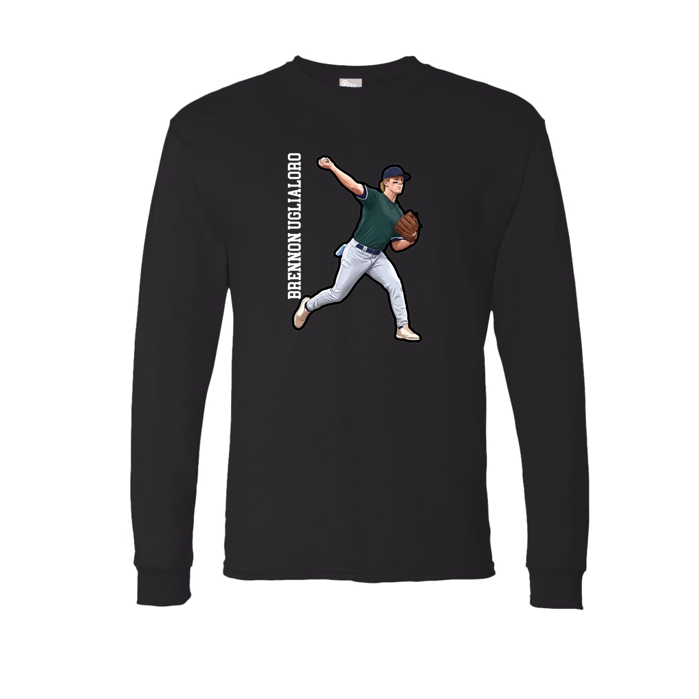 Long Sleeve Tee — Name Vertical in Black