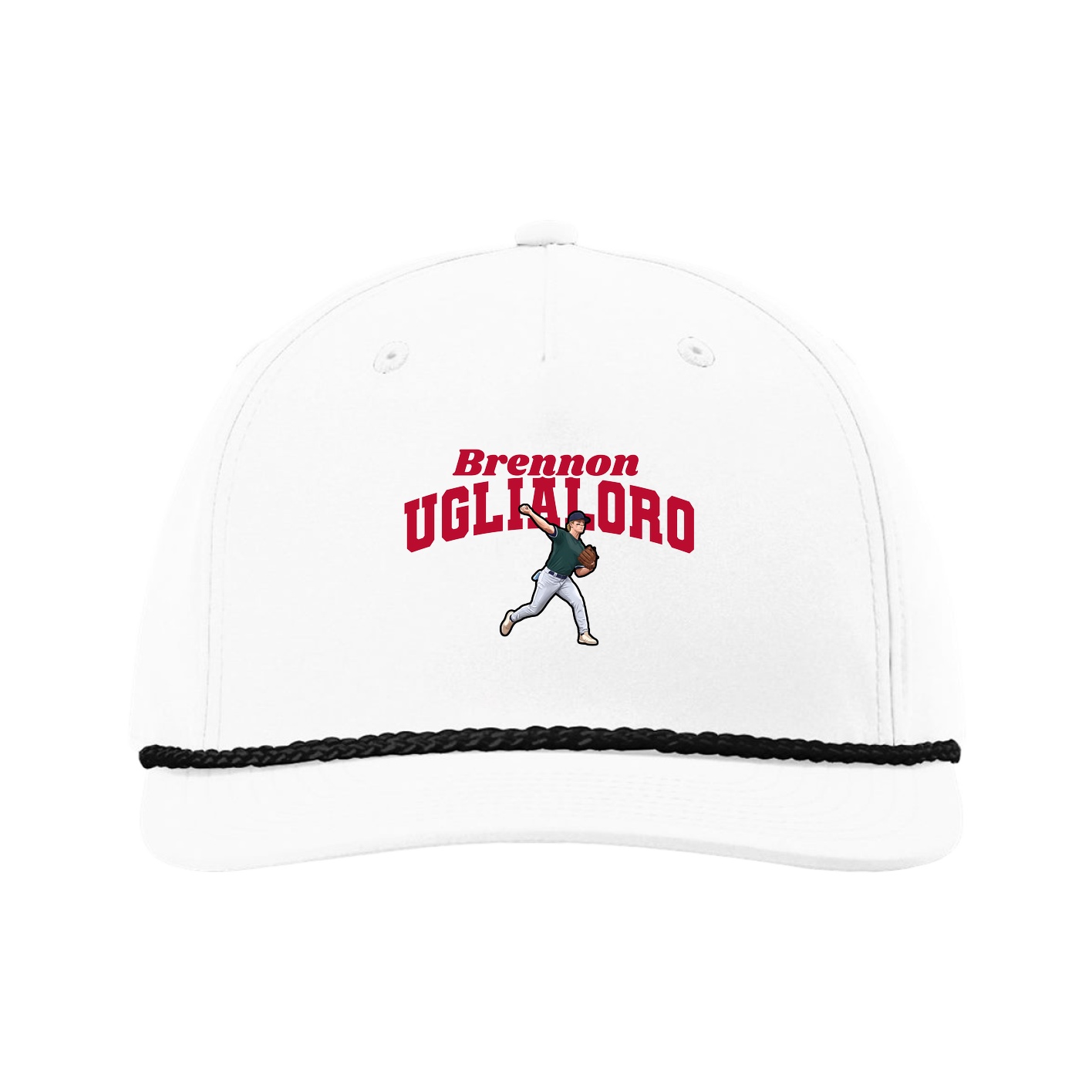 Five-Panel Classic Rope Cap — Signature Arch in White