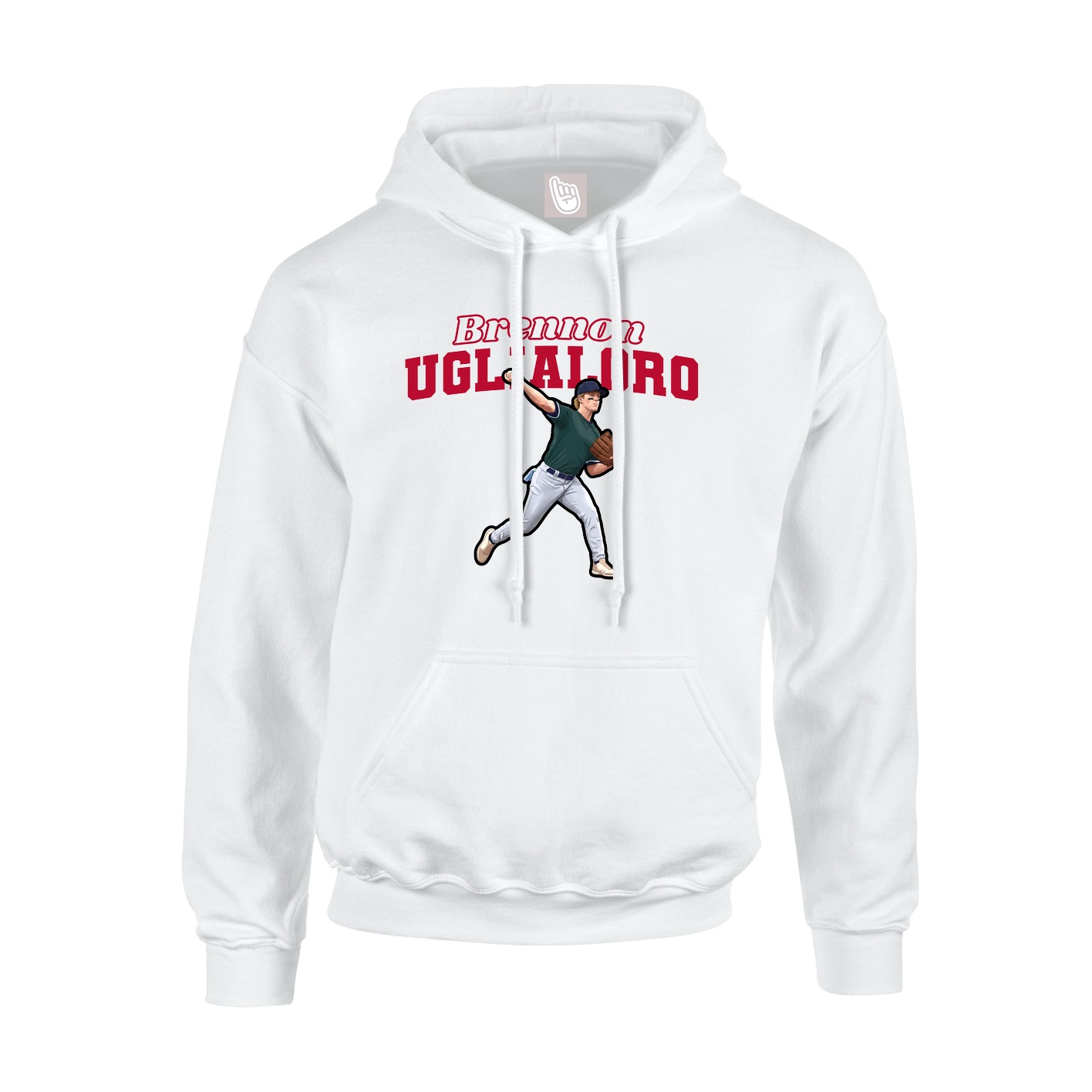 Youth Hoodie — Name Arch in White