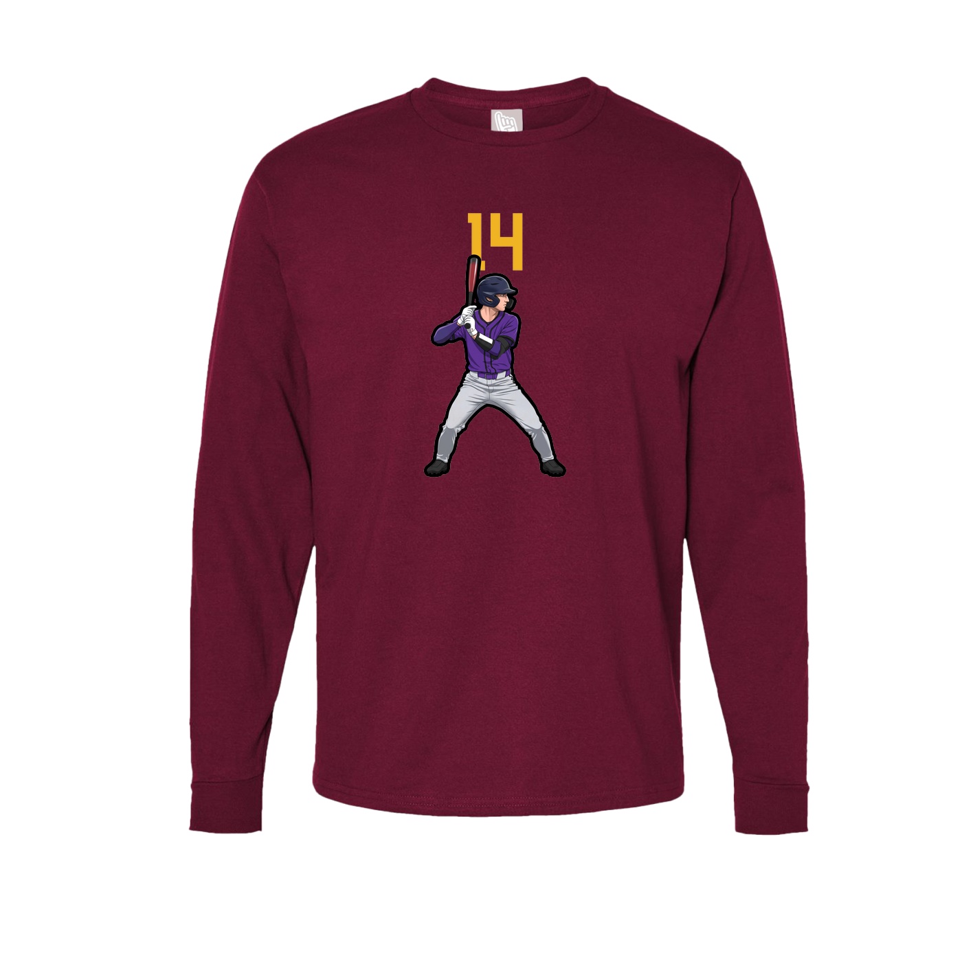 Long Sleeve Tee — Number Top in Cardinal