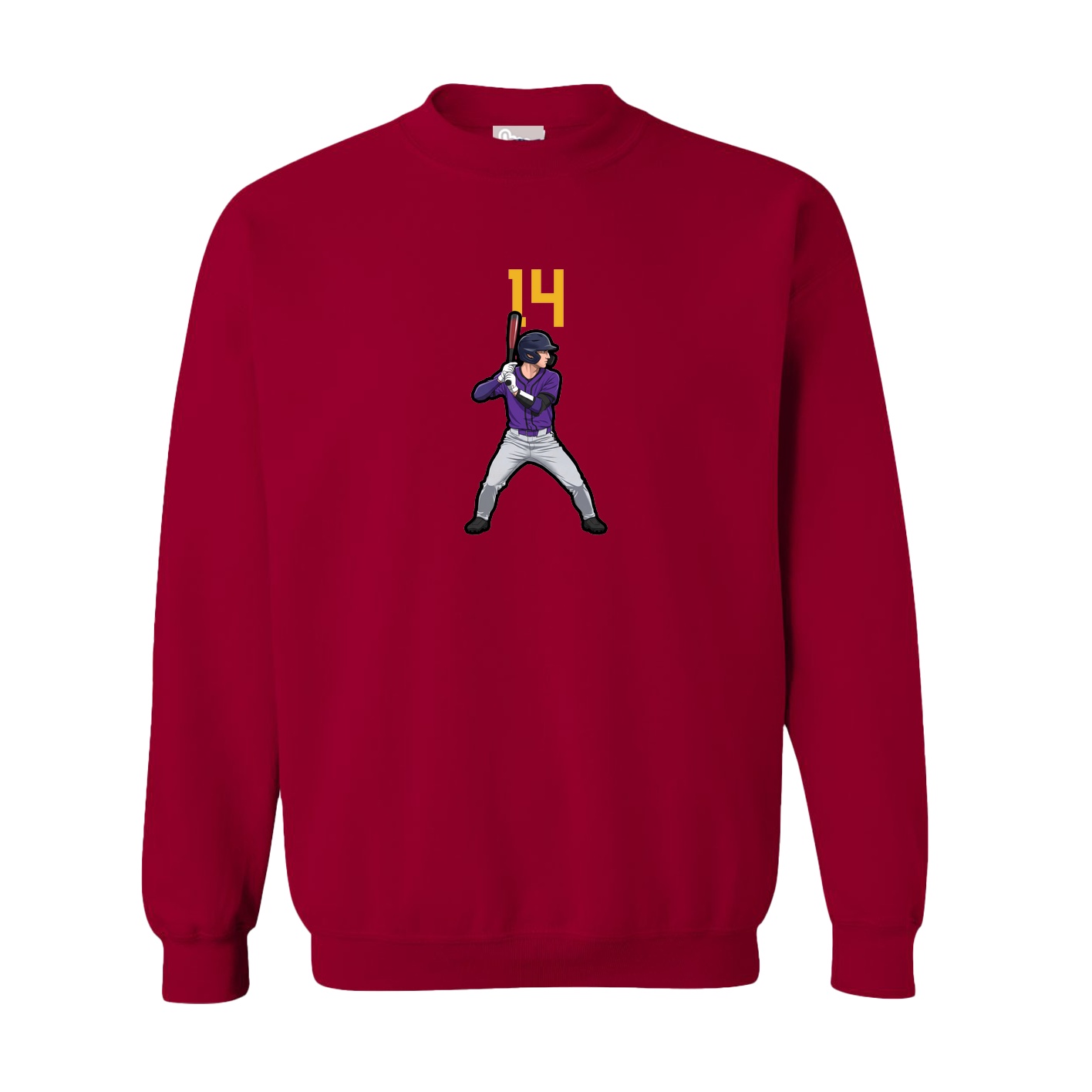 Fleece Crew — Number Top in Cardinal