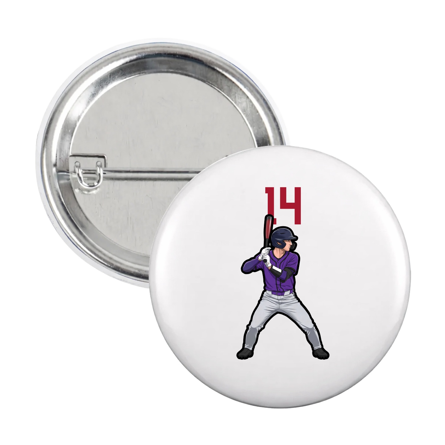 Game Day Button — Number Top in White