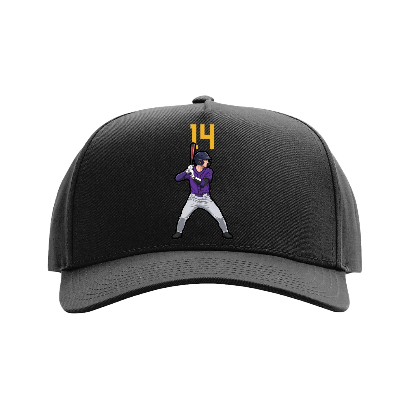 Full Fabric Five-Panel Champ Cap — Number Top in Black
