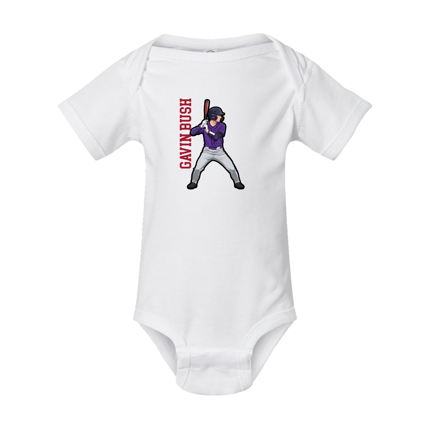 Baby Onesie — Name Vertical in White