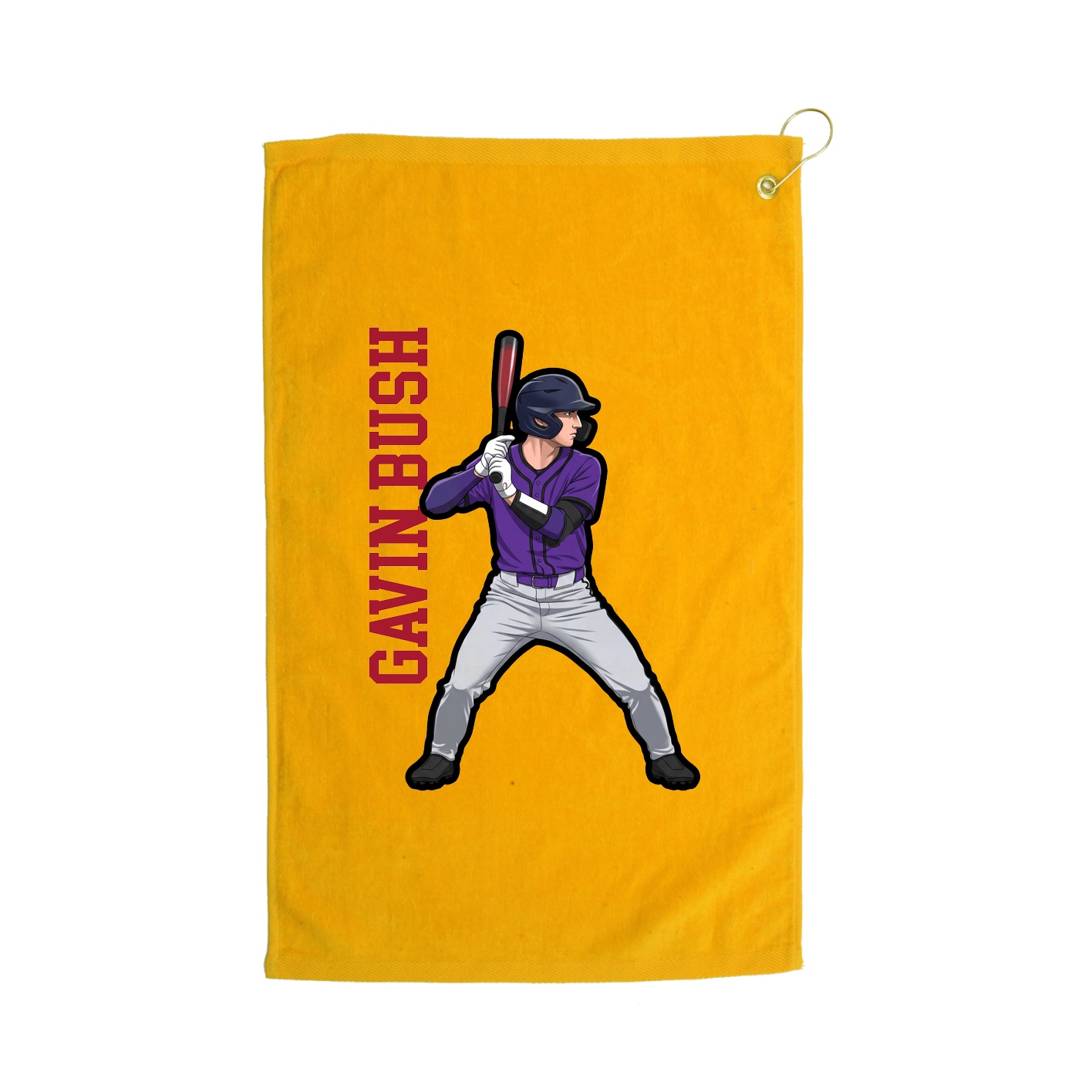 Golf Towel — Name Vertical in Gold