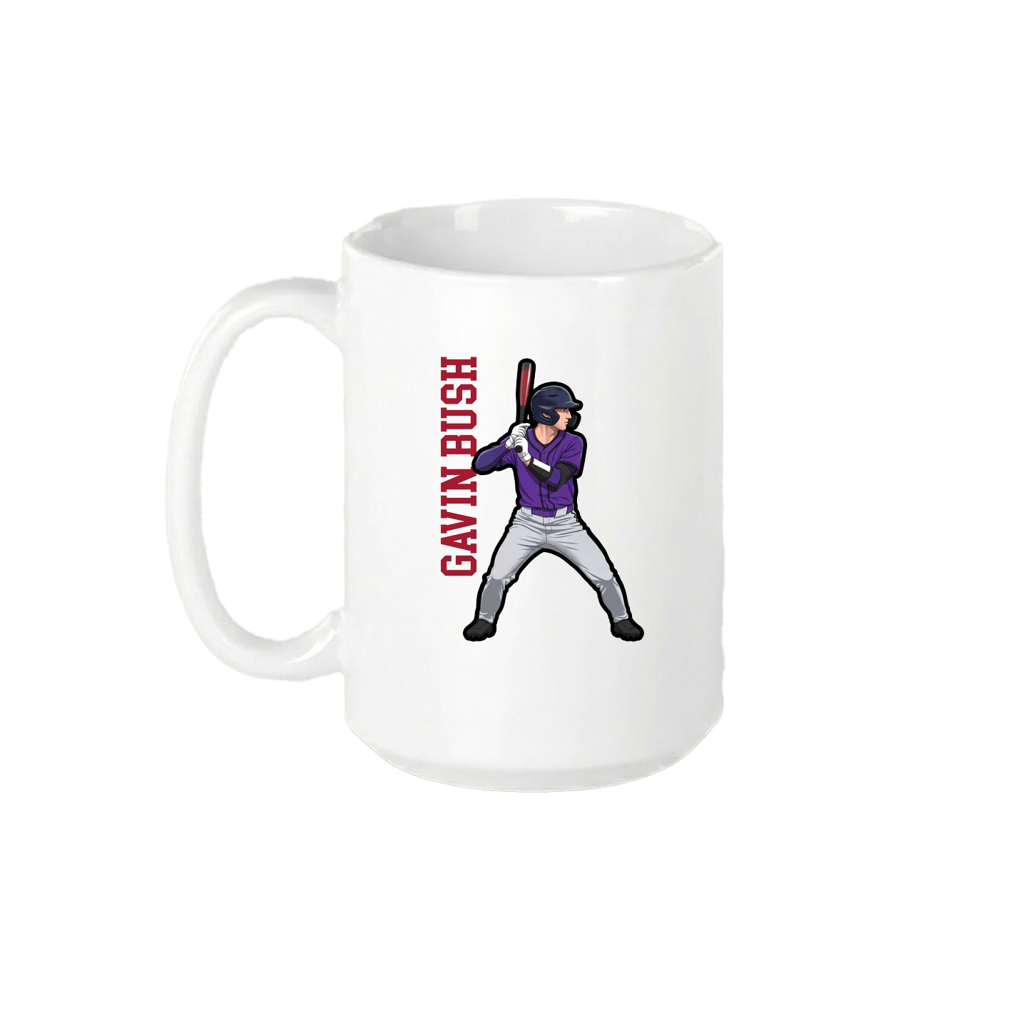 15oz Coffee Mug — Name Vertical in White