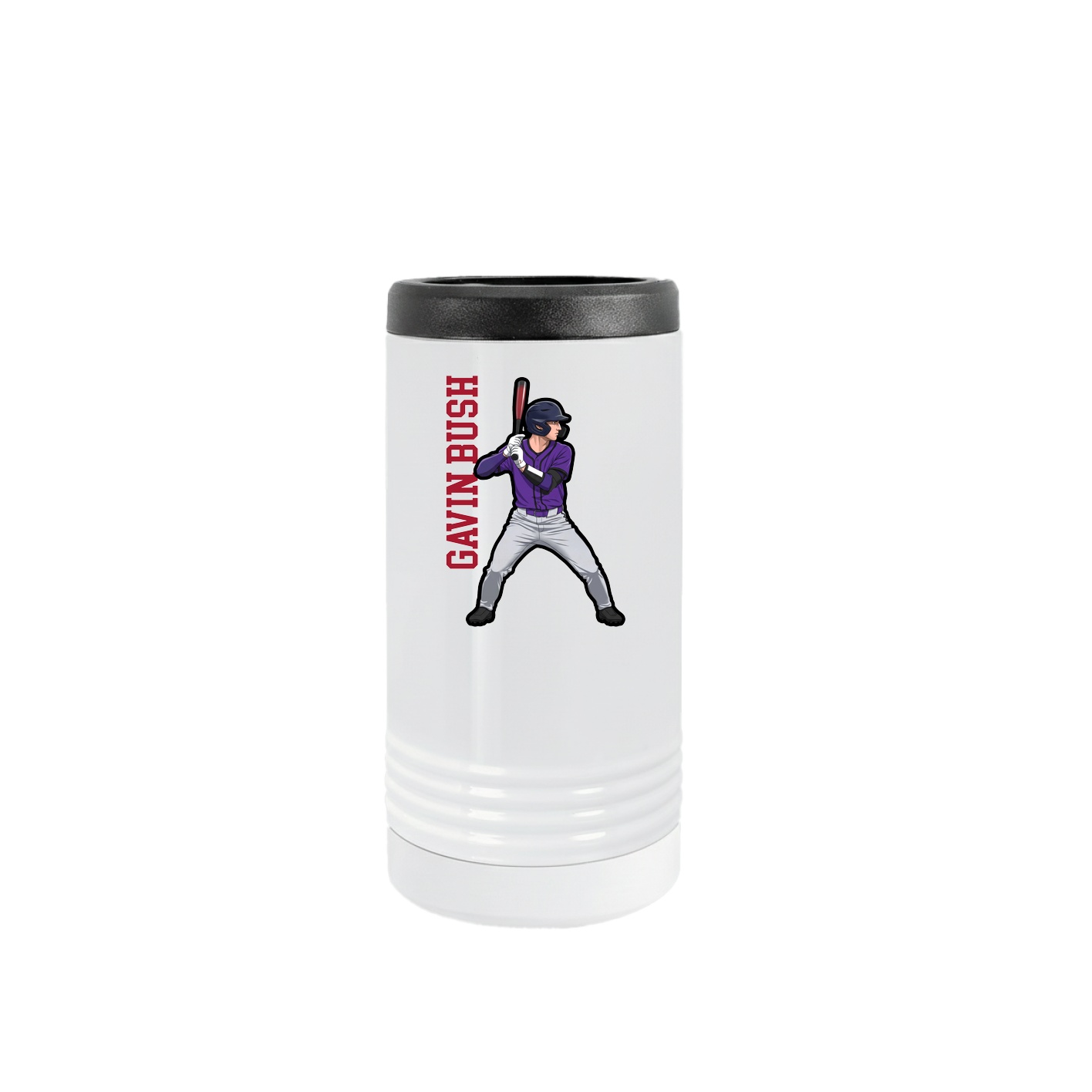 Slim Beverage Holder — Name Vertical in White