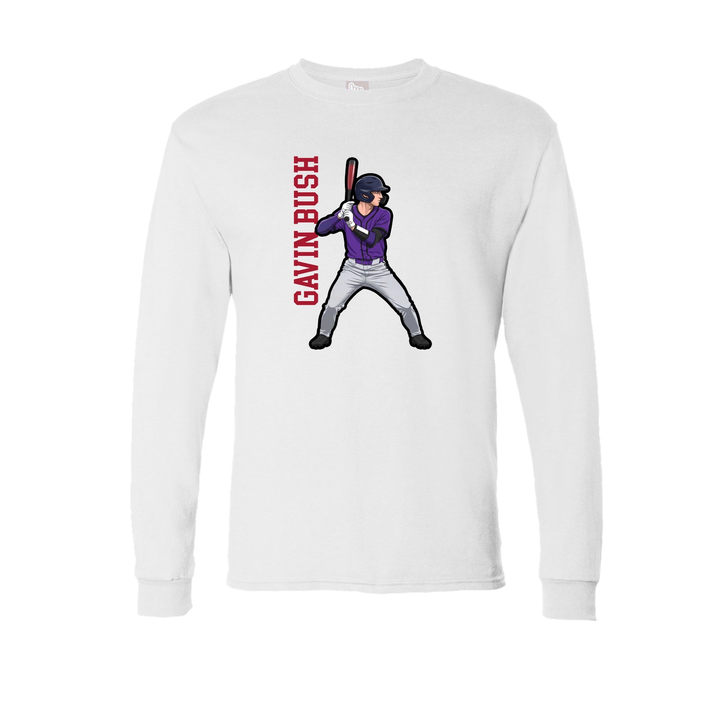 Long Sleeve Tee — Name Vertical in White