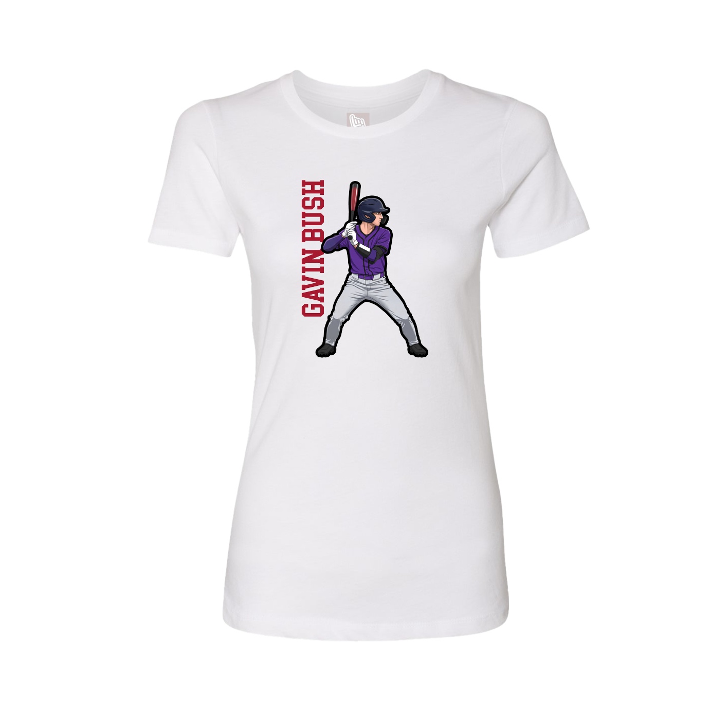 Womens Tee — Name Vertical in White