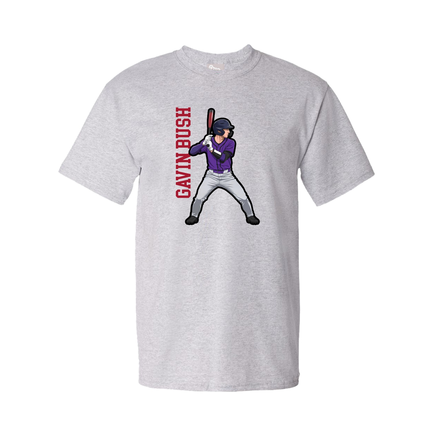 Youth Tee — Name Vertical in Grey