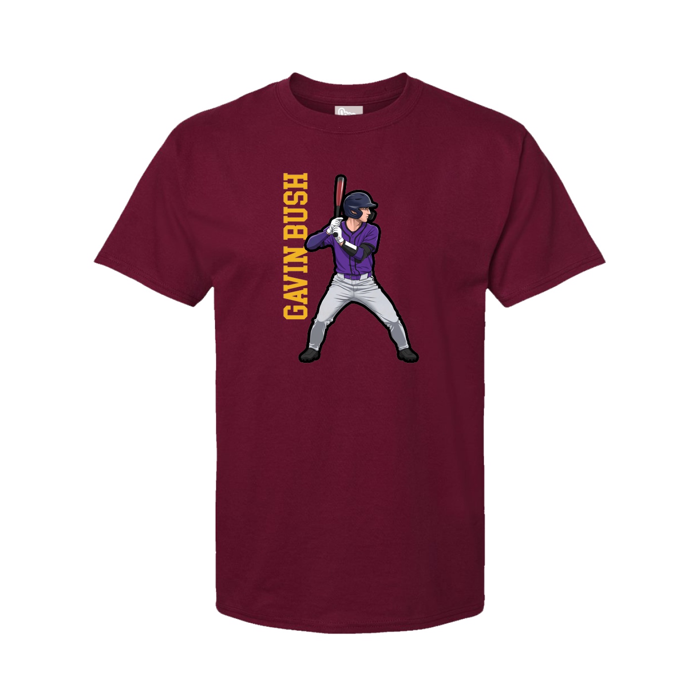 Youth Tee — Name Vertical in Cardinal
