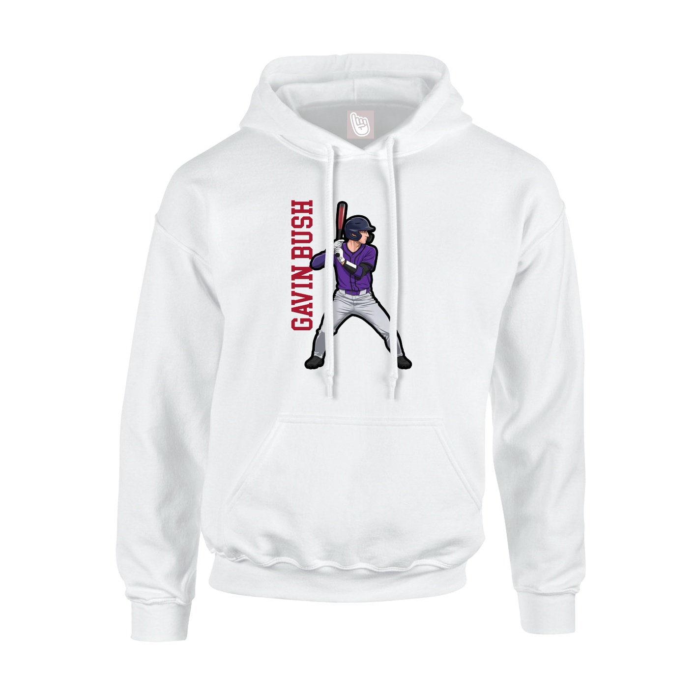 Youth Hoodie — Name Vertical in White