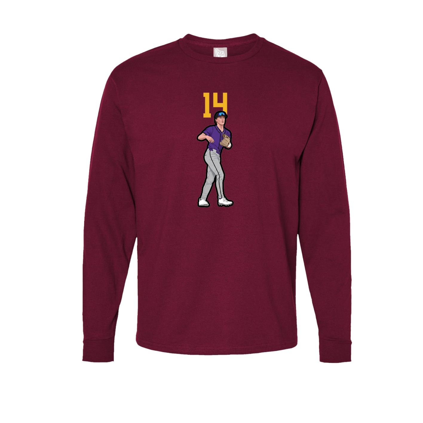 Long Sleeve Tee — Number Top in Cardinal