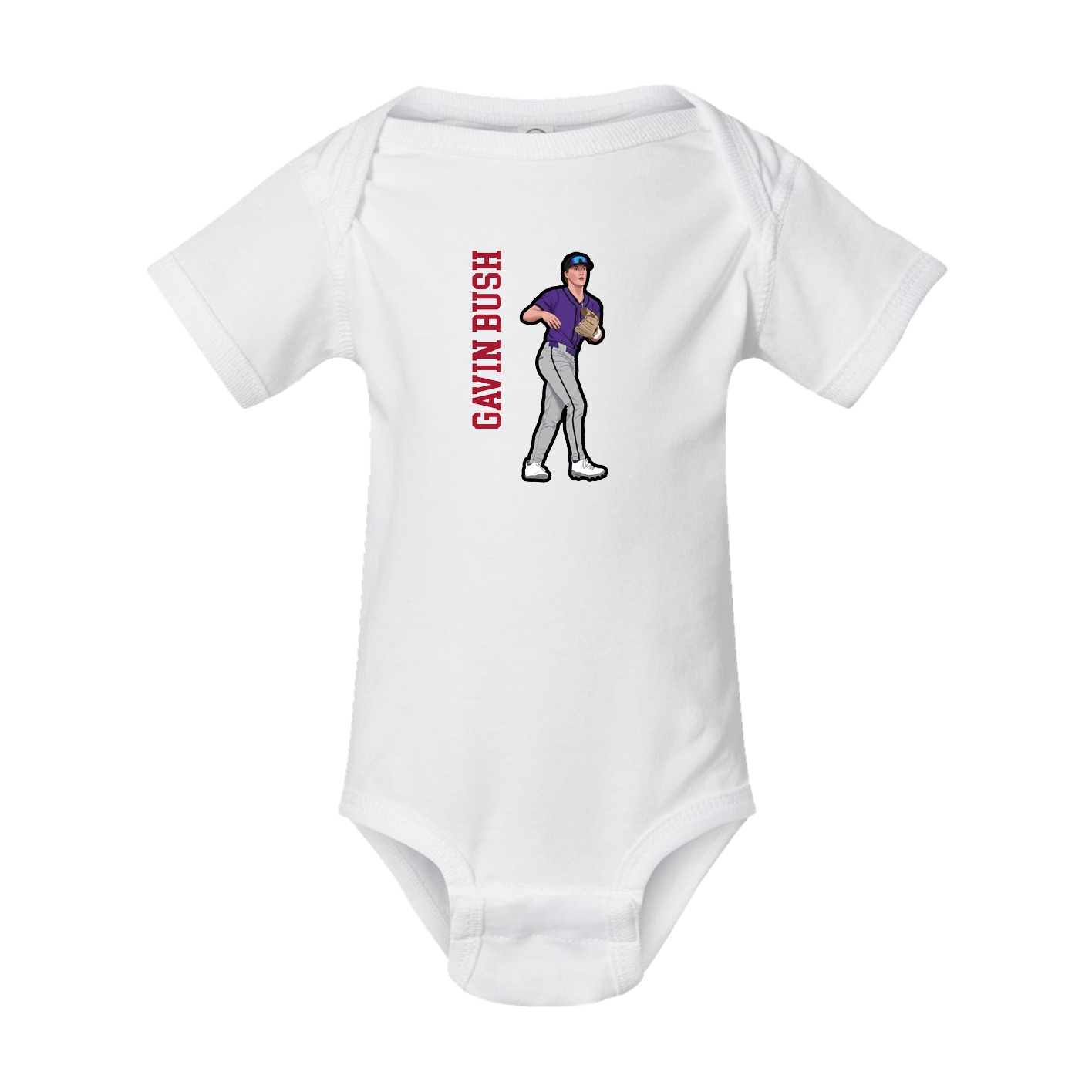Baby Onesie — Name Vertical in White