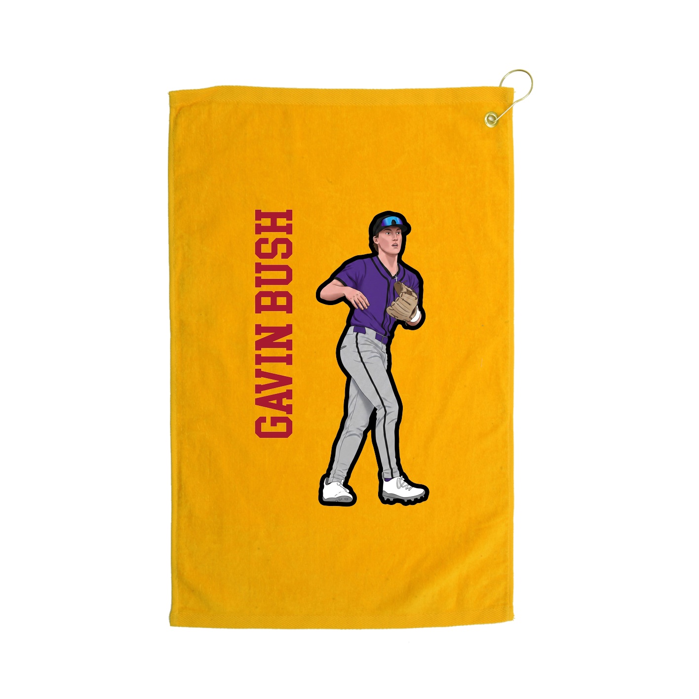 Golf Towel — Name Vertical in Gold