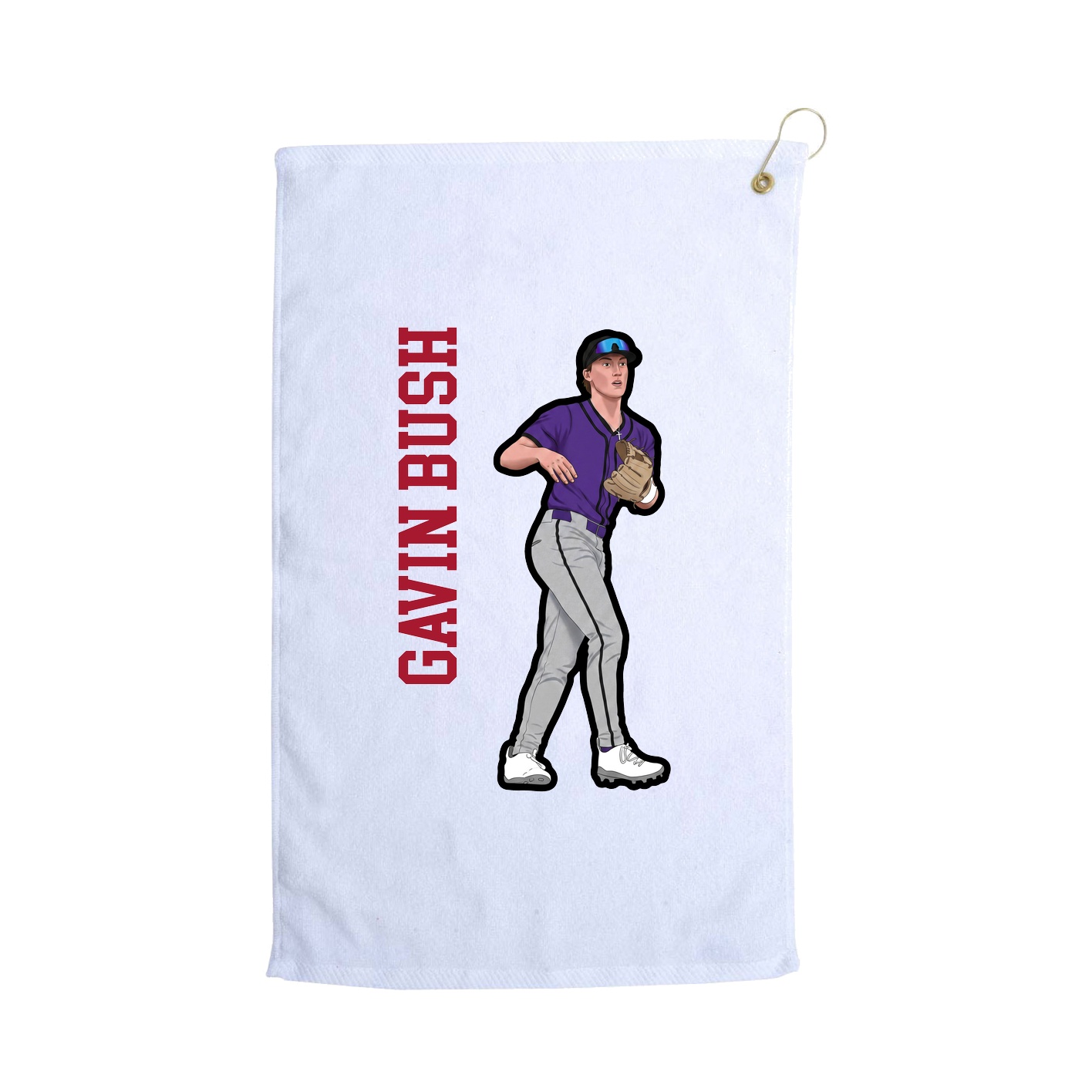 Golf Towel — Name Vertical in White