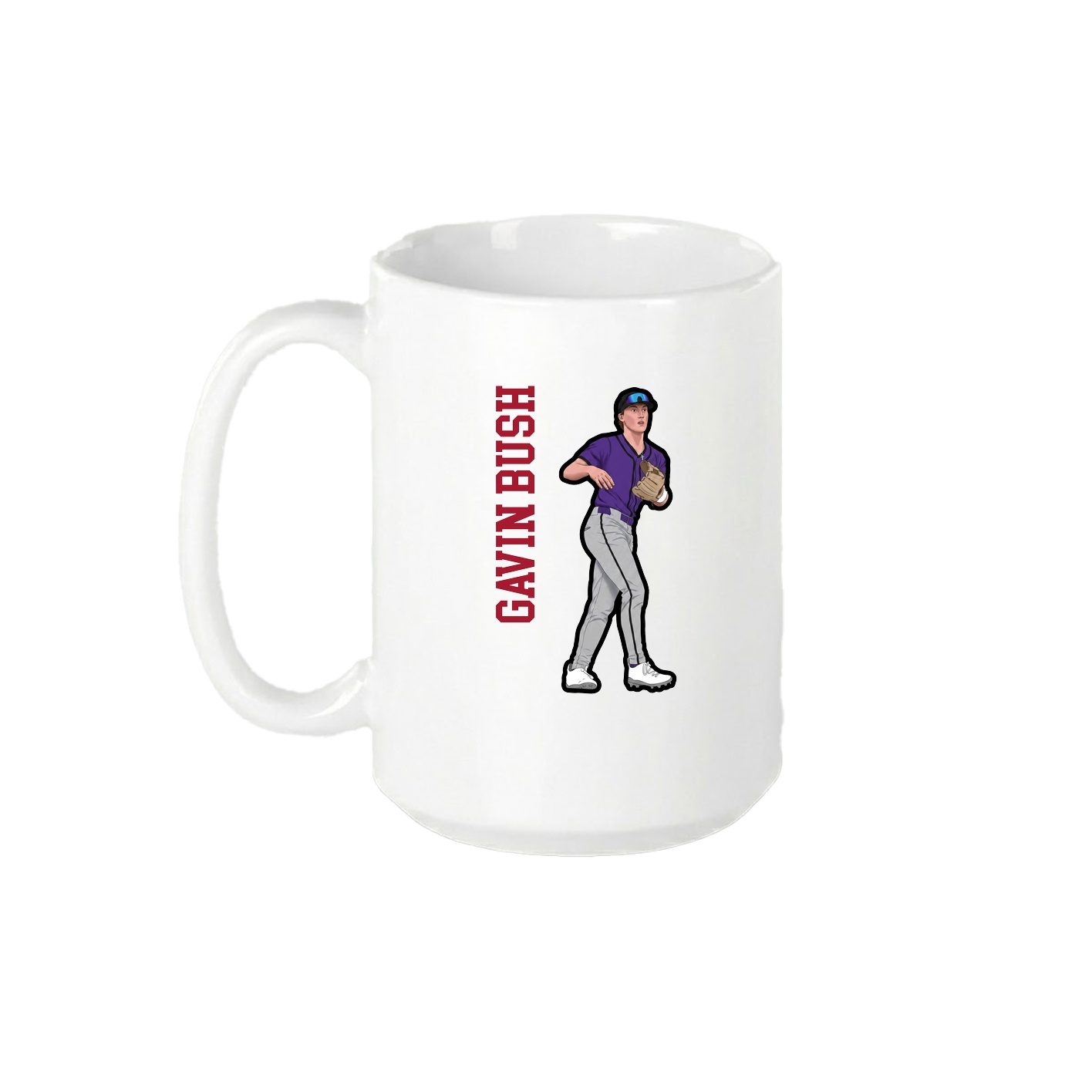 15oz Coffee Mug — Name Vertical in White