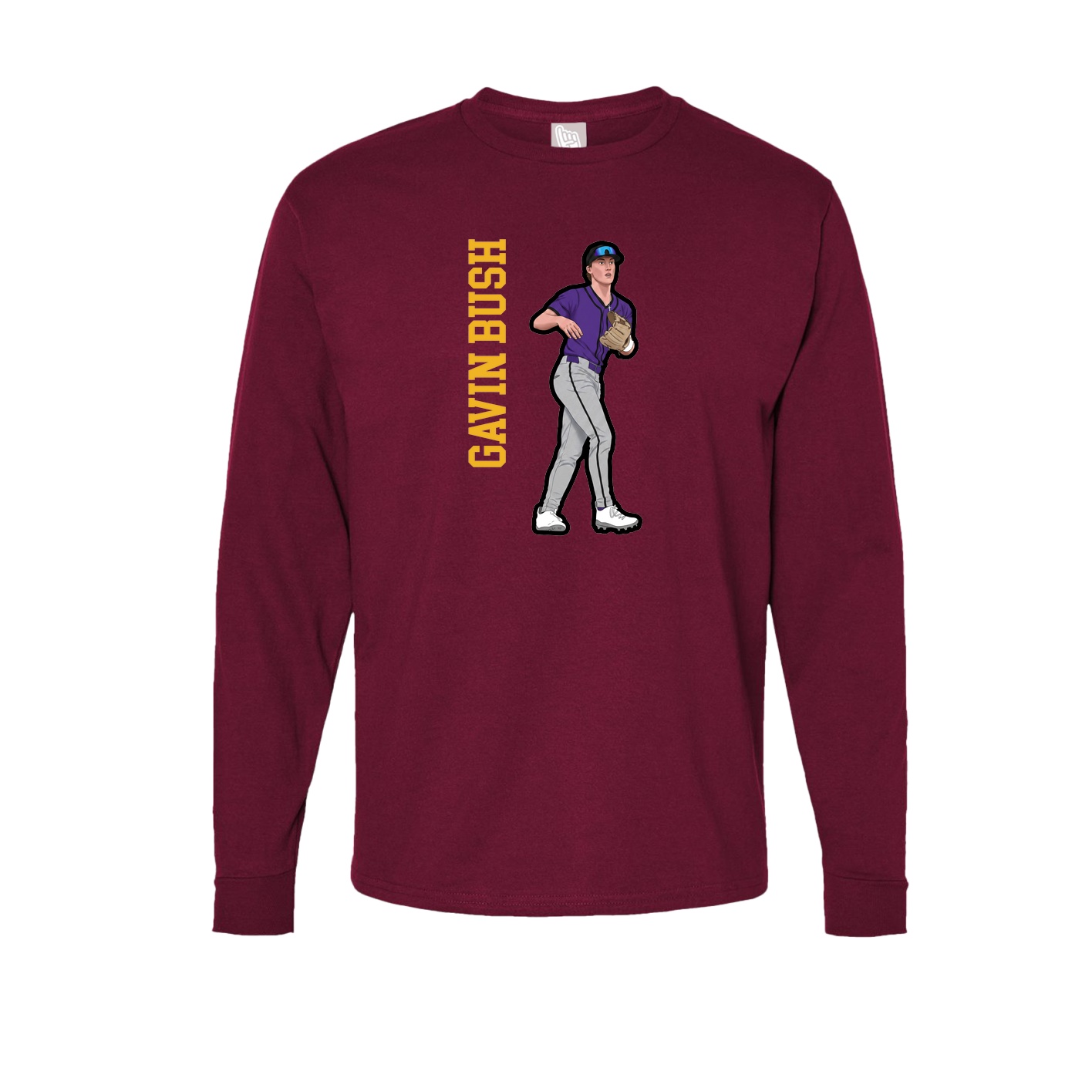 Long Sleeve Tee — Name Vertical in Cardinal