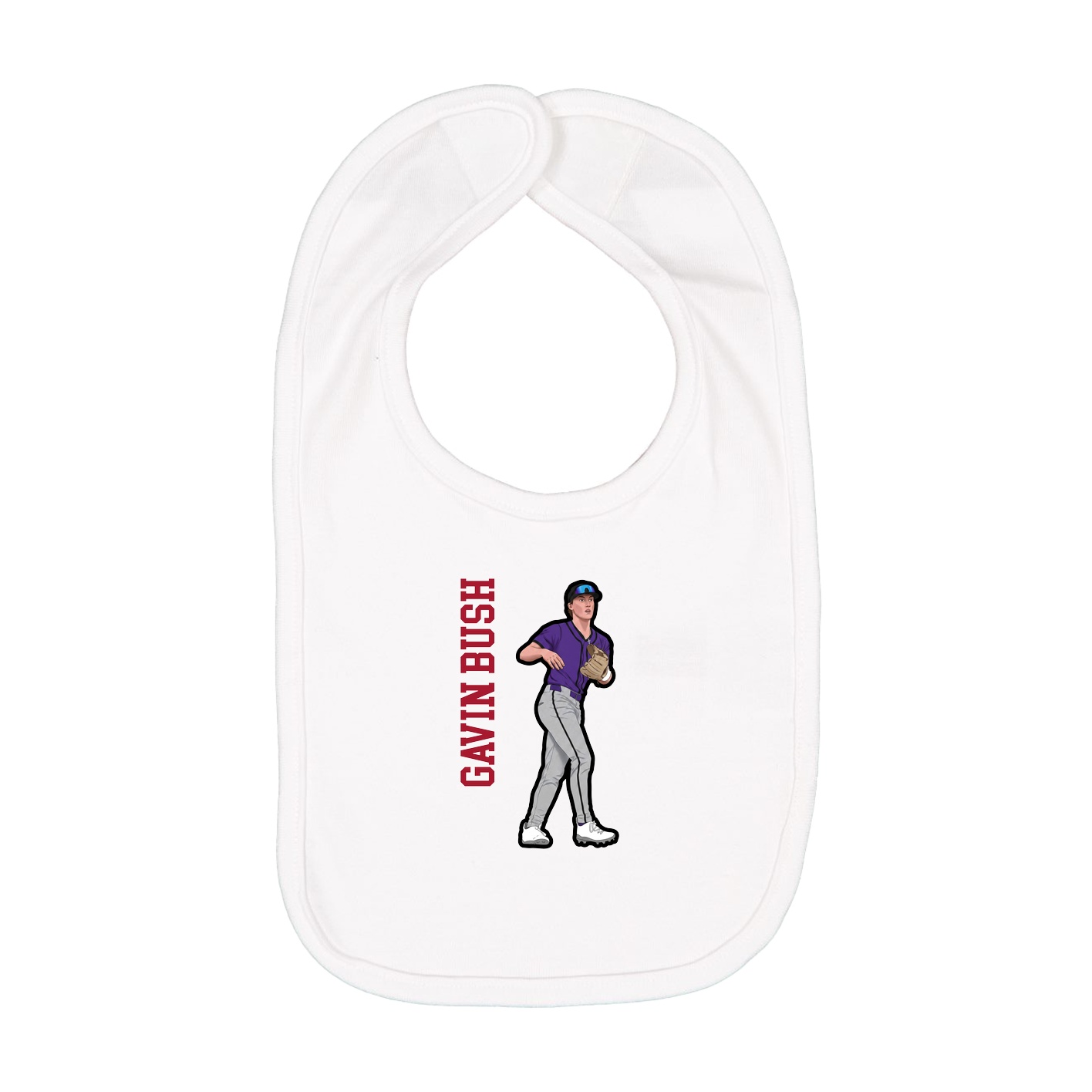 Infant Bib — Name Vertical in White