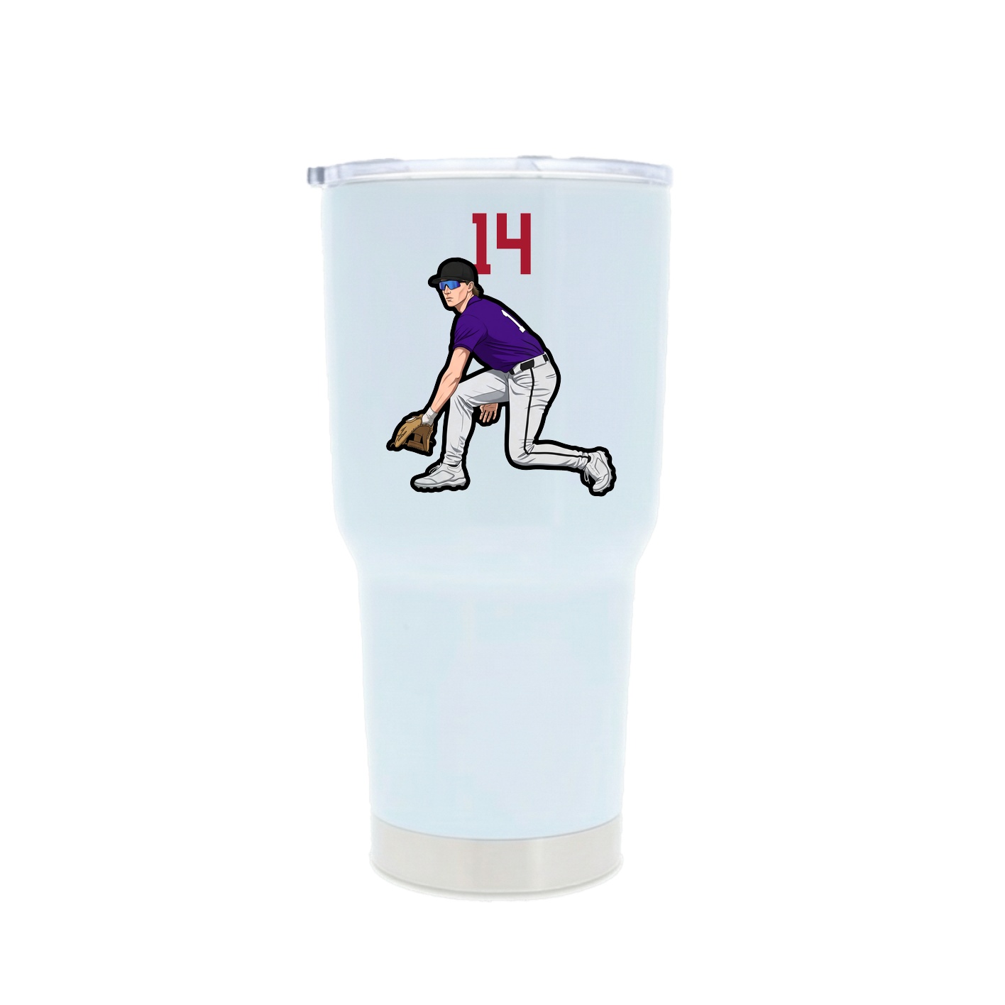 30oz Stainless Steel Tumbler — Number Top in White
