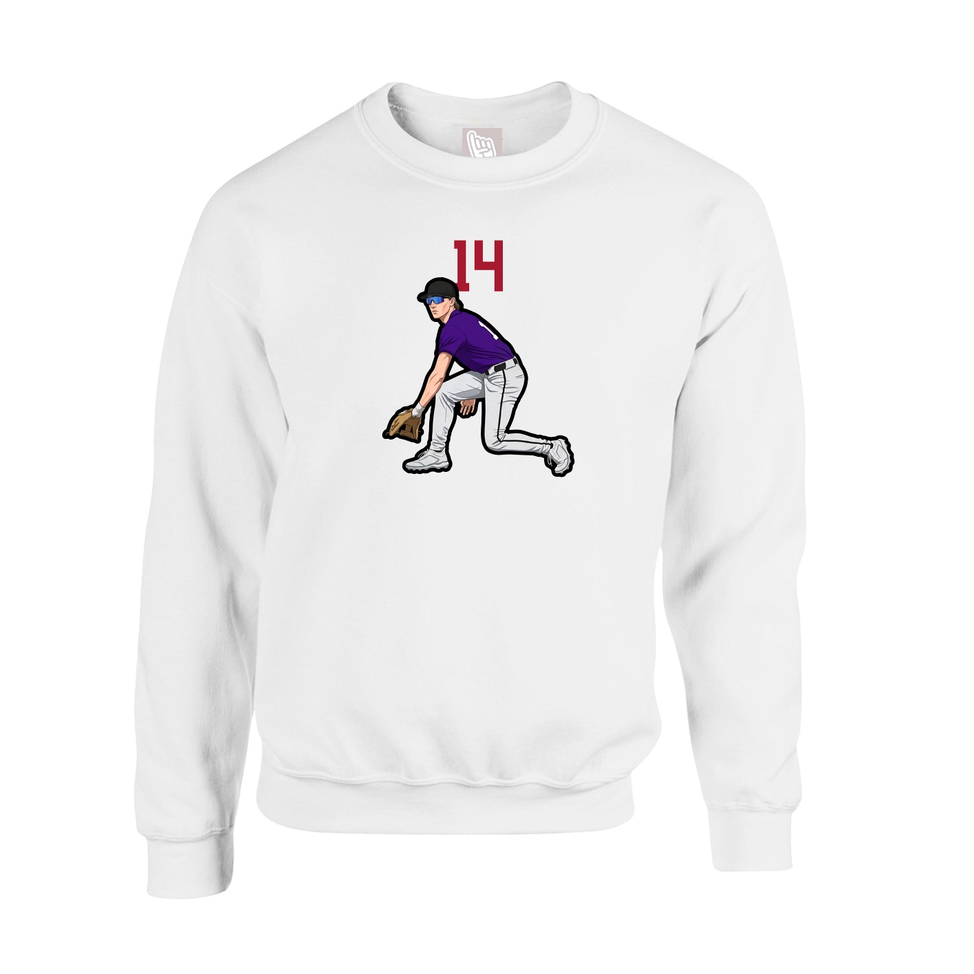 Fleece Crew — Number Top in White