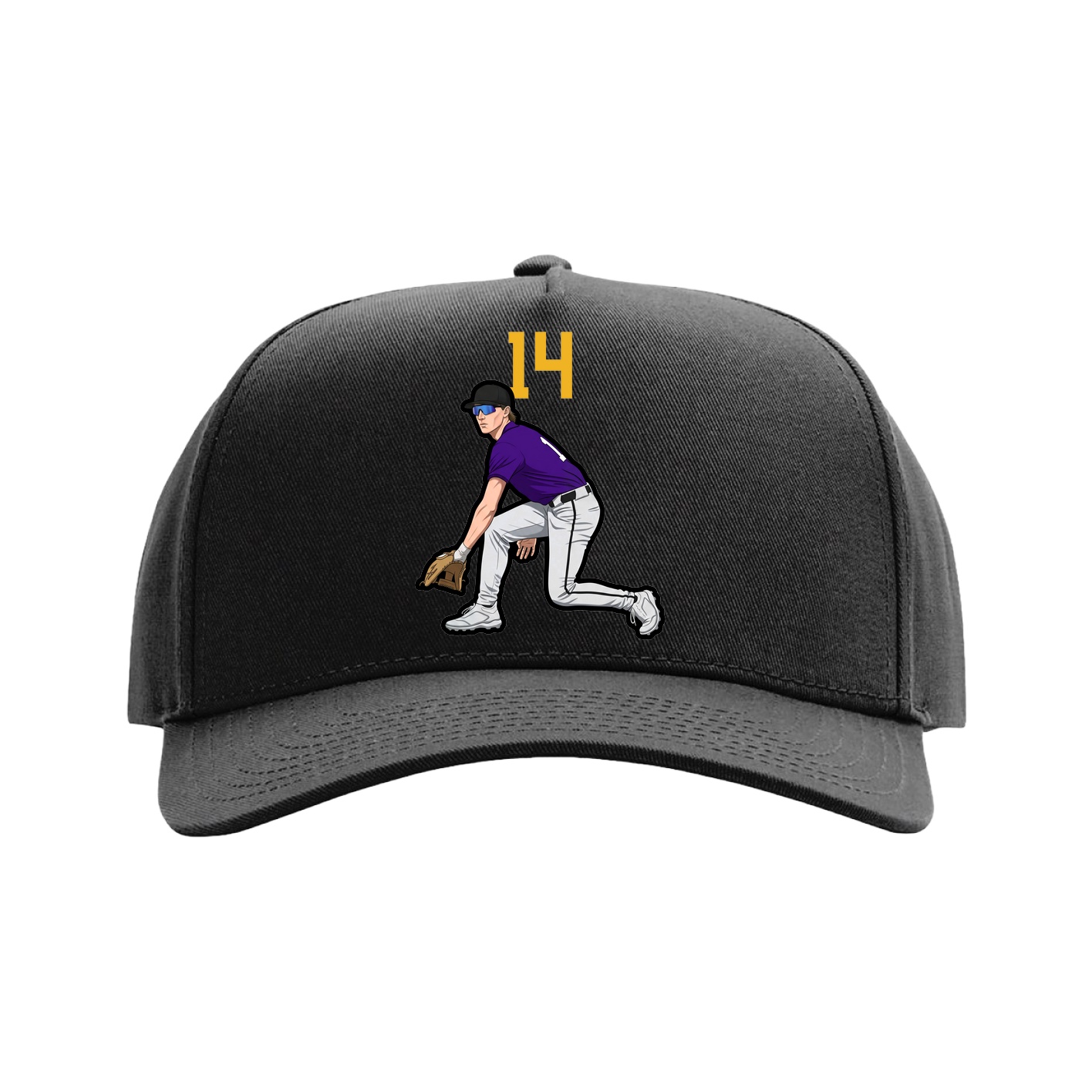 Full Fabric Five-Panel Champ Cap — Number Top in Black