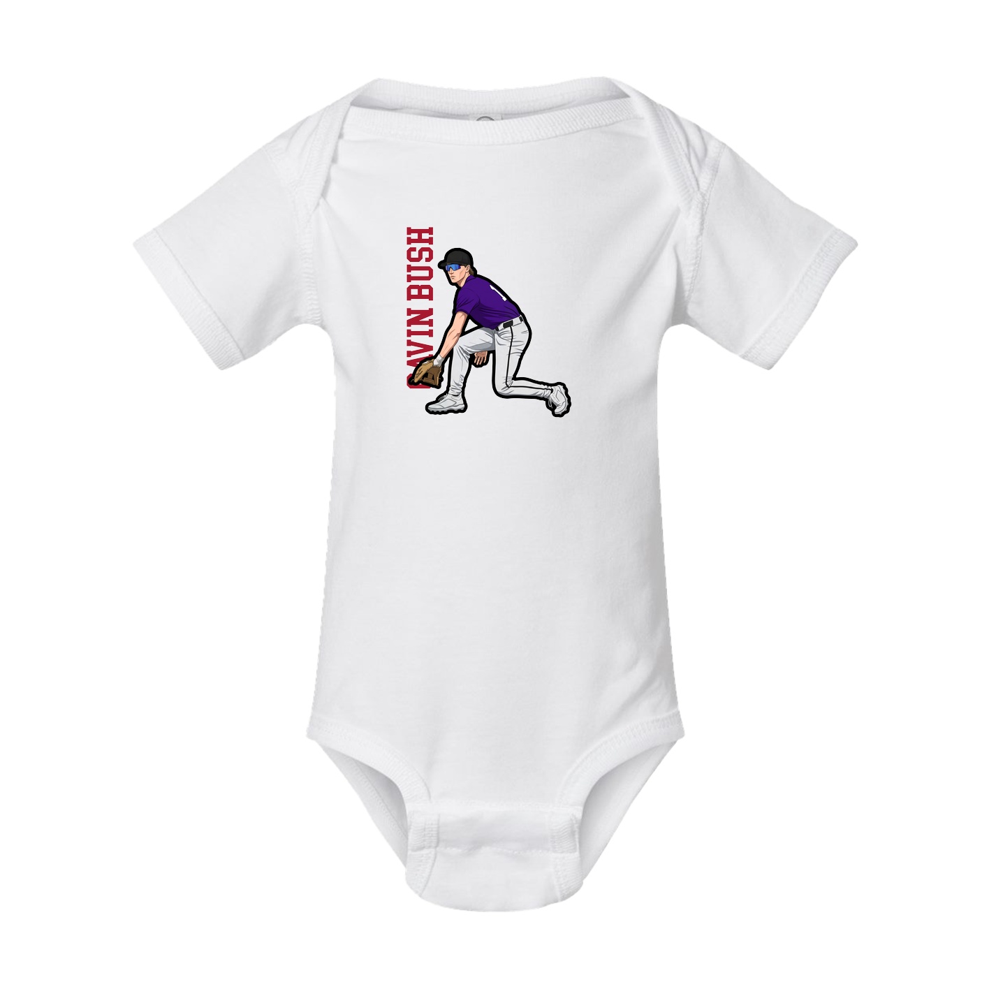 Baby Onesie — Name Vertical in White