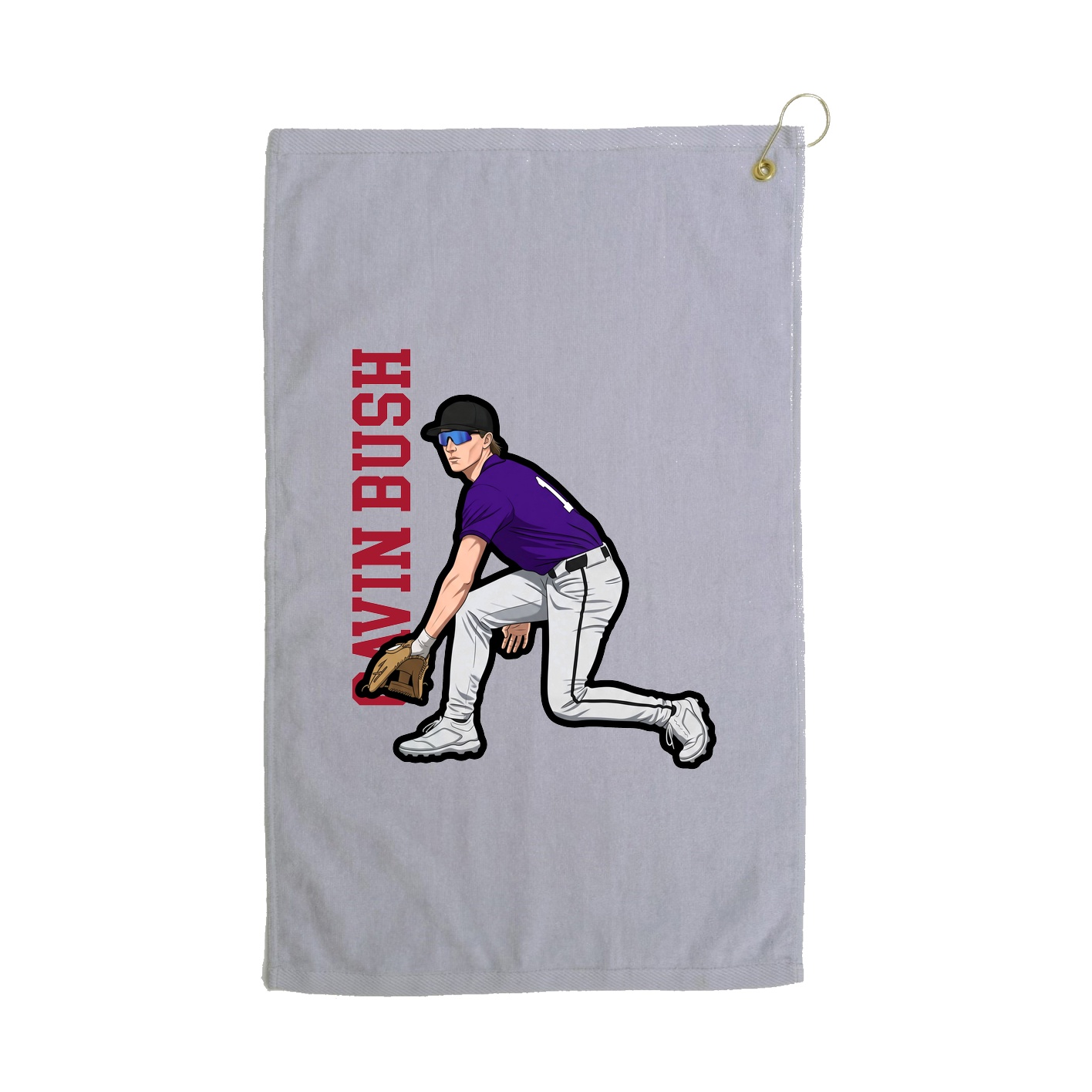 Golf Towel — Name Vertical in Grey