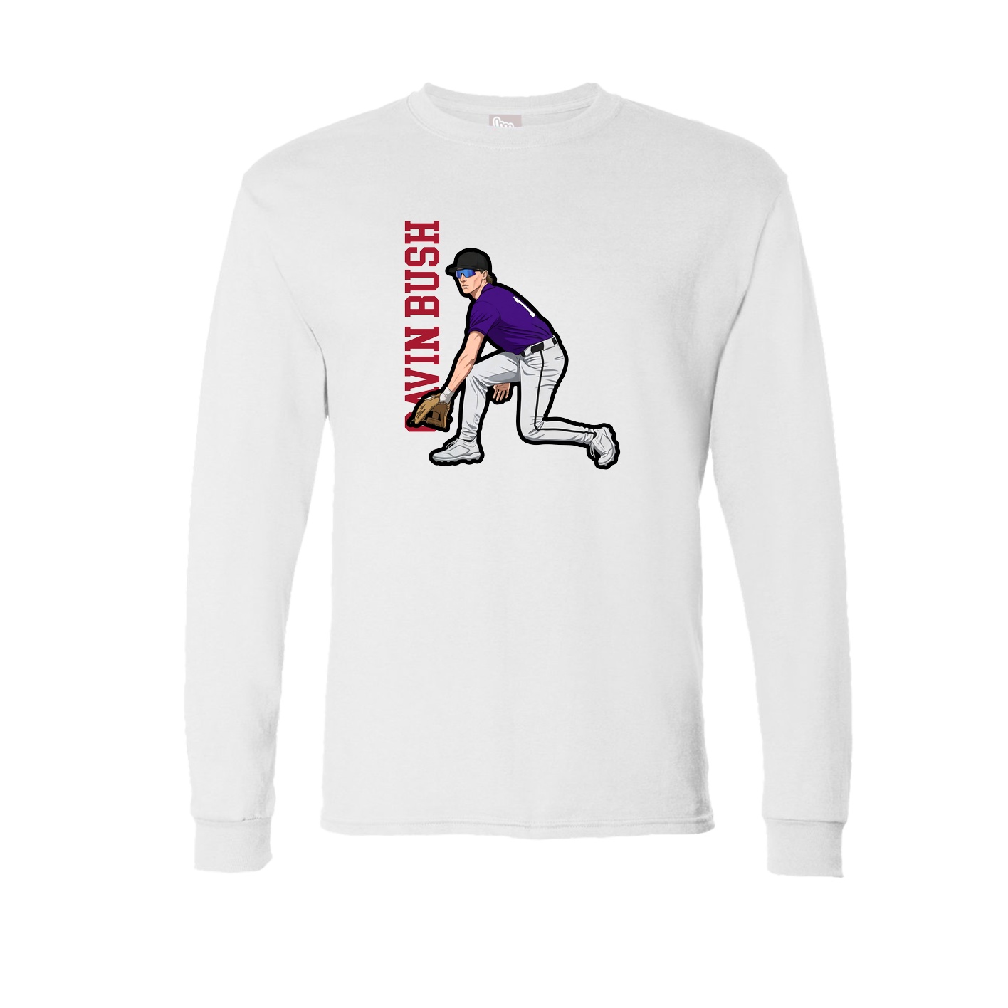 Long Sleeve Tee — Name Vertical in White