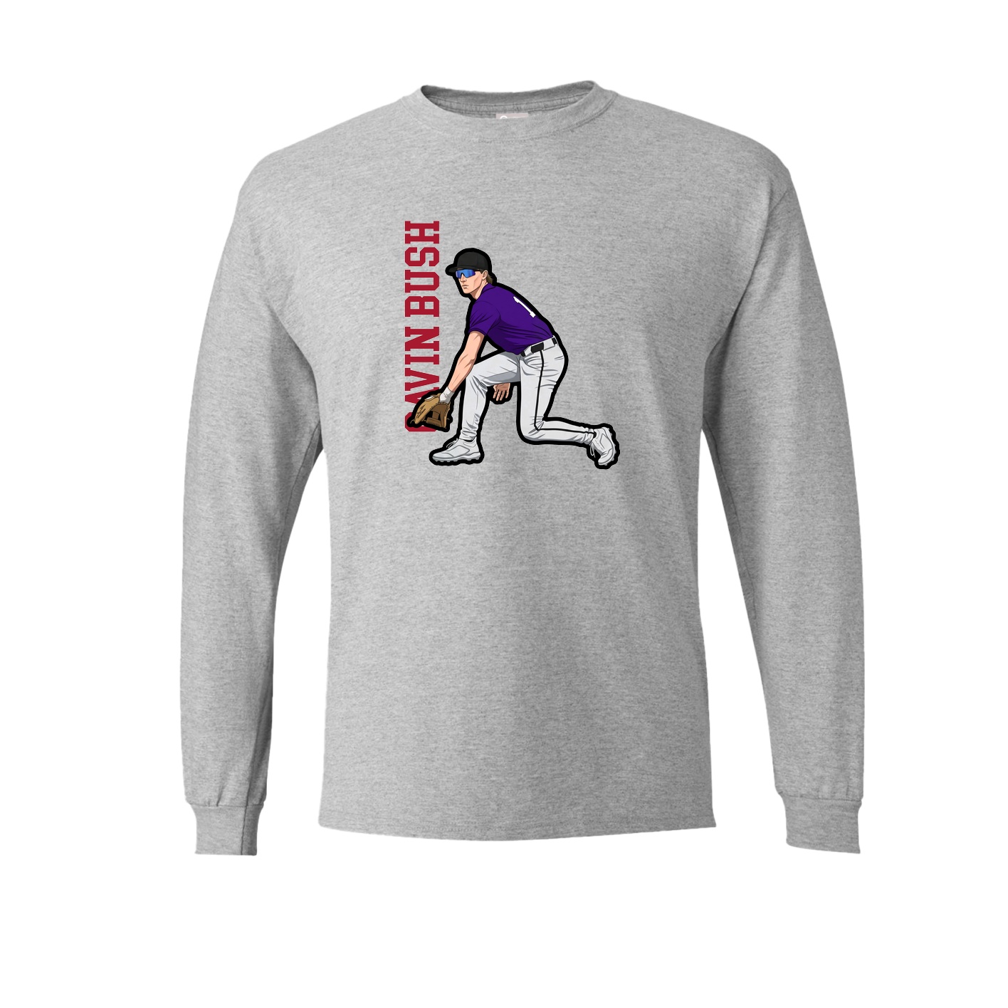Long Sleeve Tee — Name Vertical in Grey
