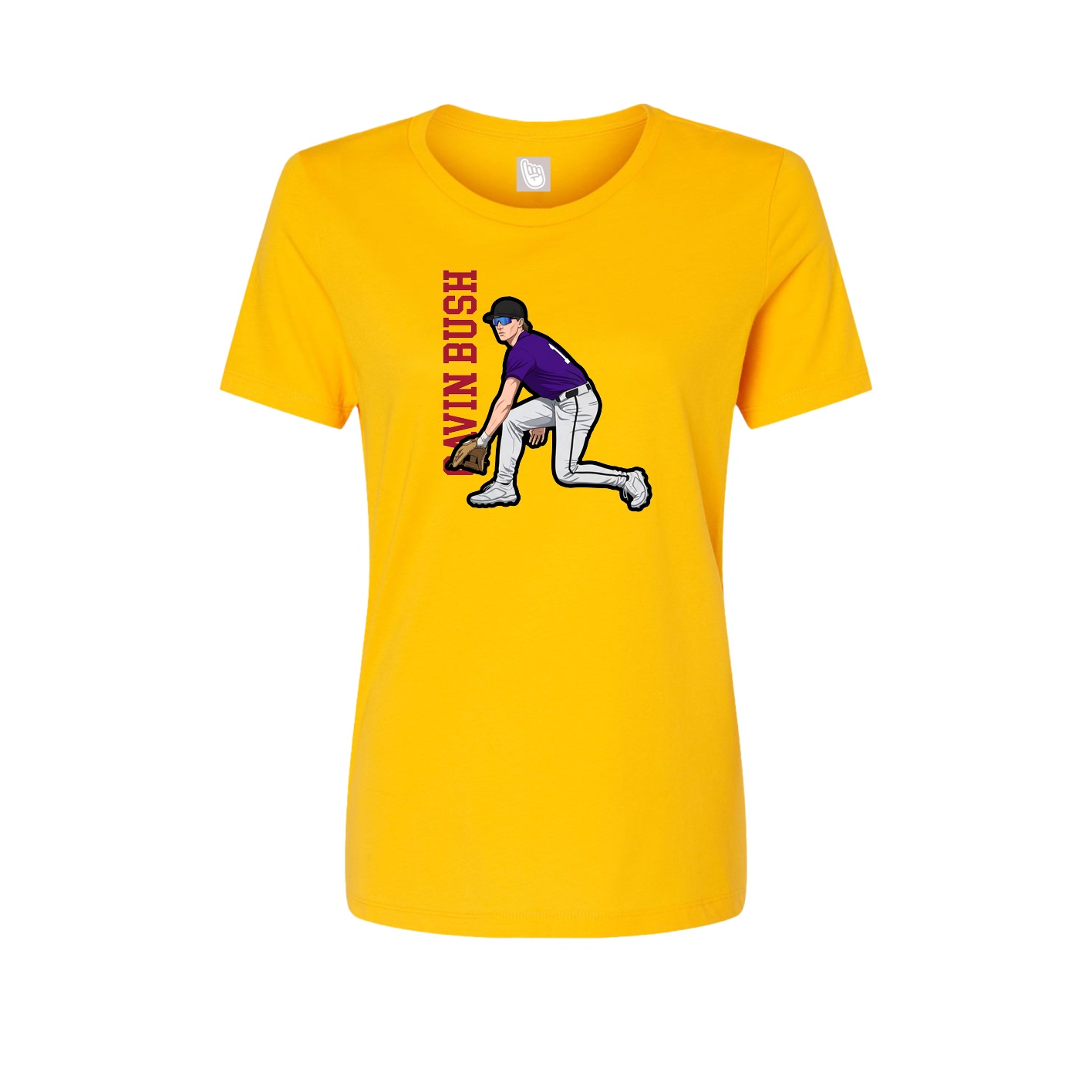 Fitted Women's Tee — Name Vertical in Gold