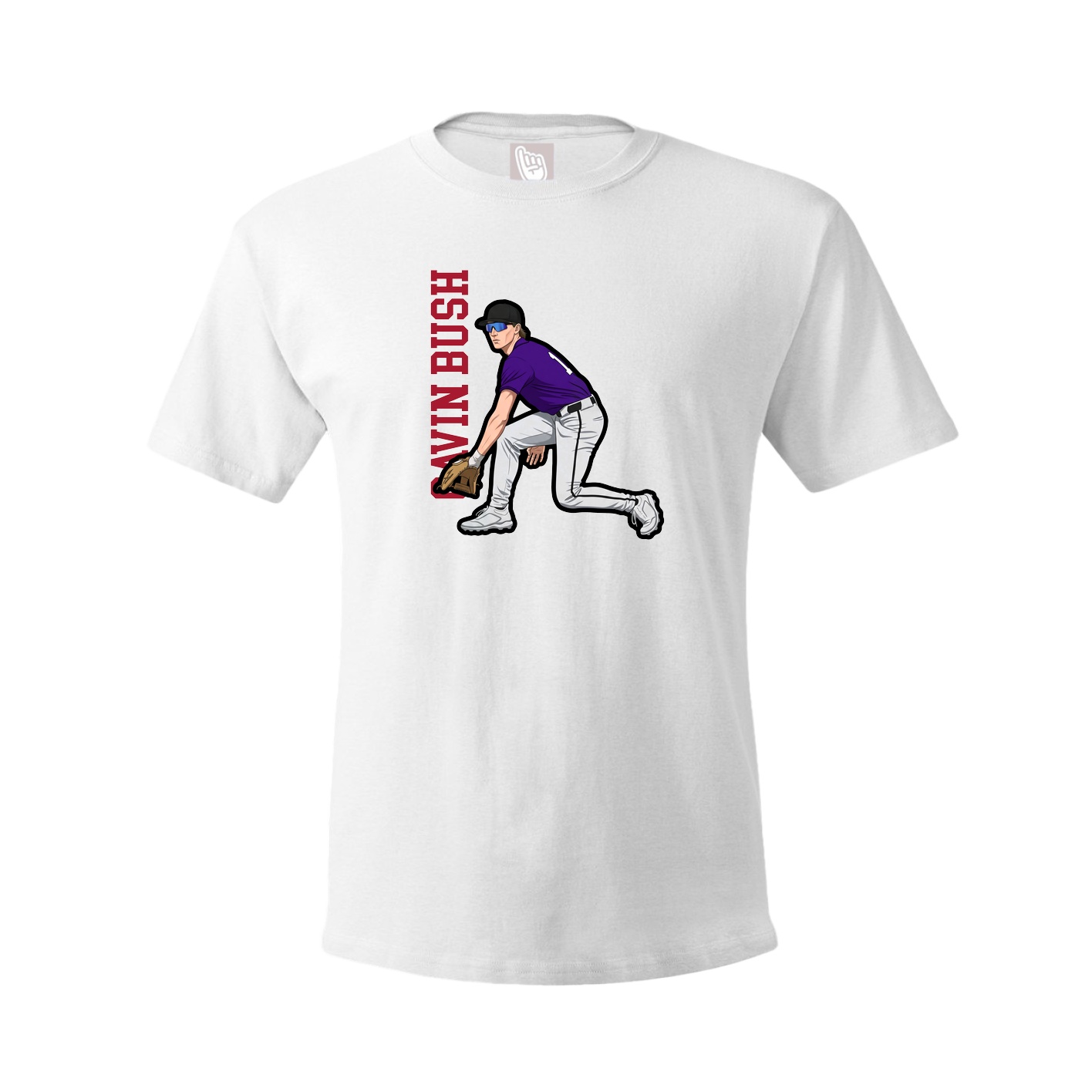 Youth Tee — Name Vertical in White