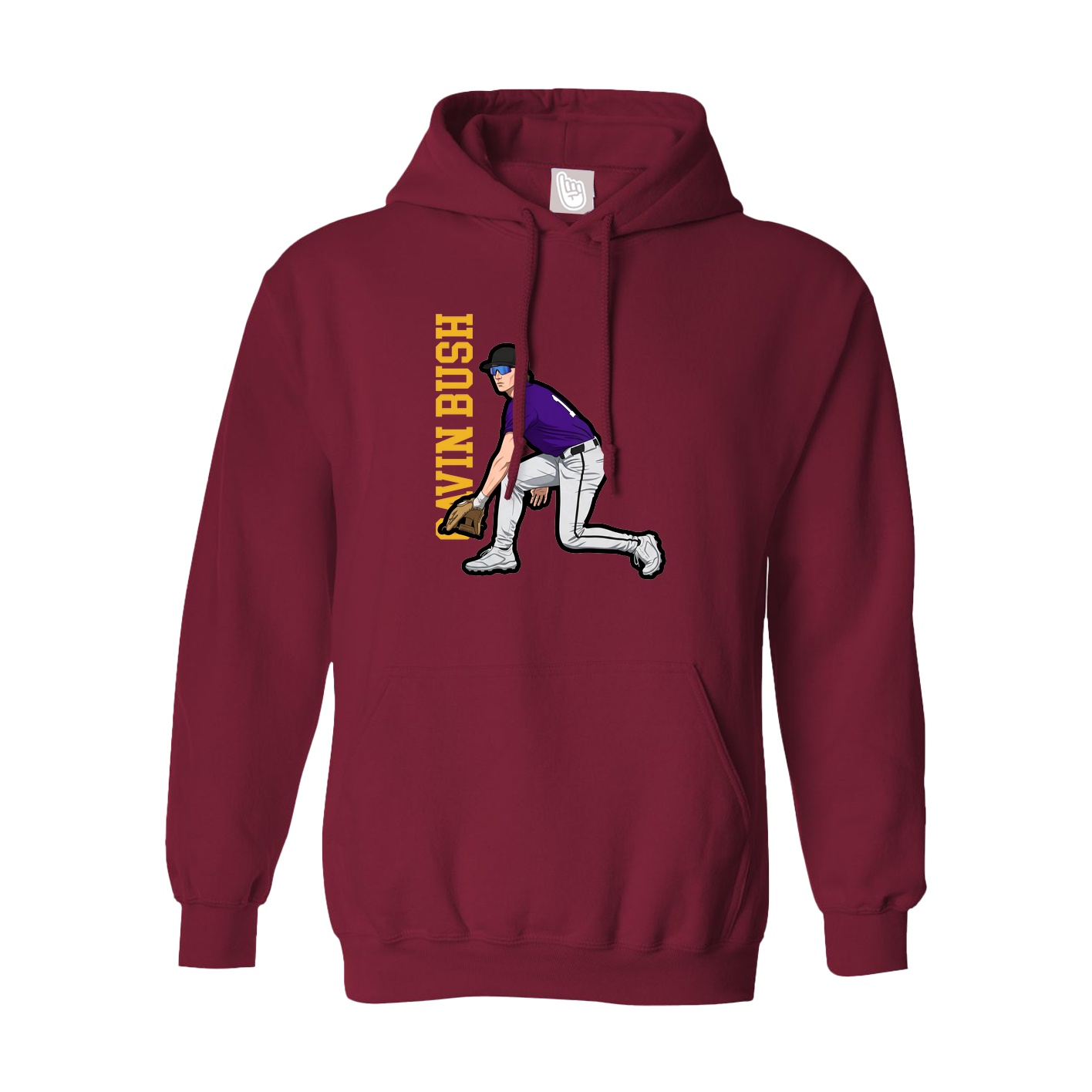 Hoodie — Name Vertical in Cardinal