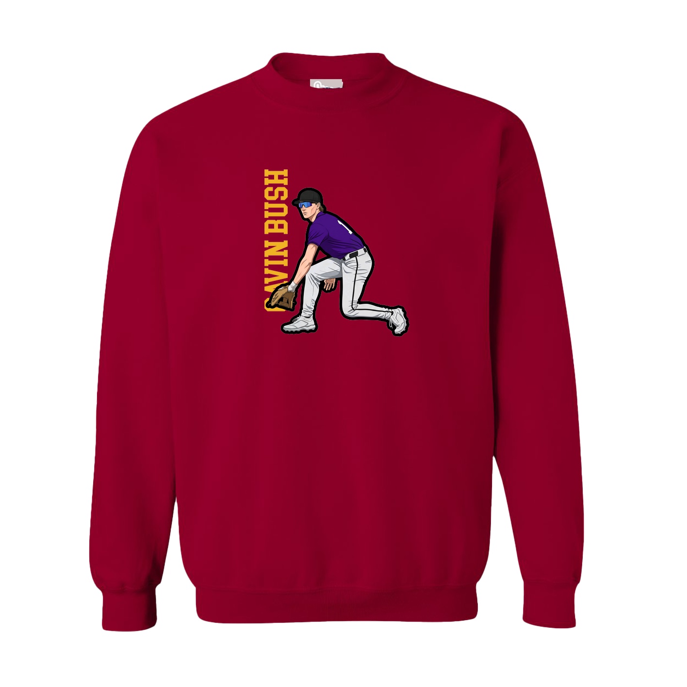 Fleece Crew — Name Vertical in Cardinal