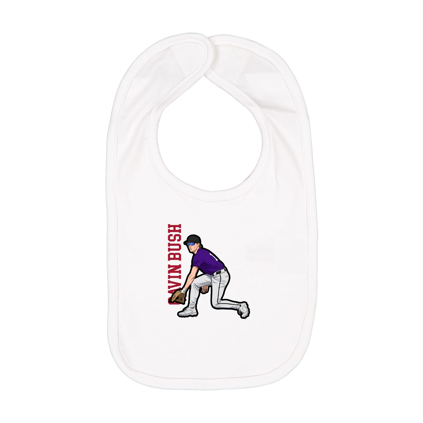 Infant Bib — Name Vertical in White