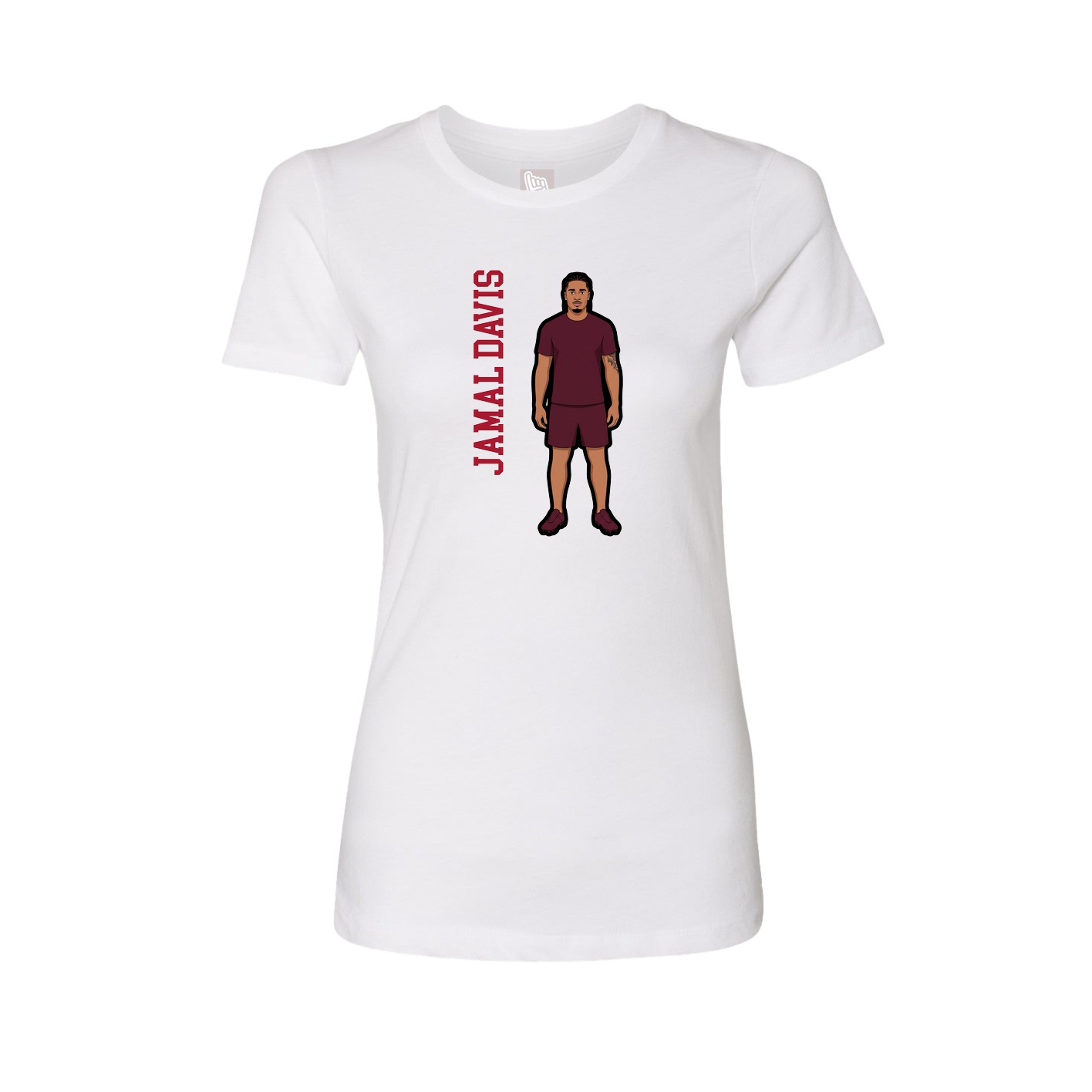 Fitted Women's Tee — Name Vertical in White
